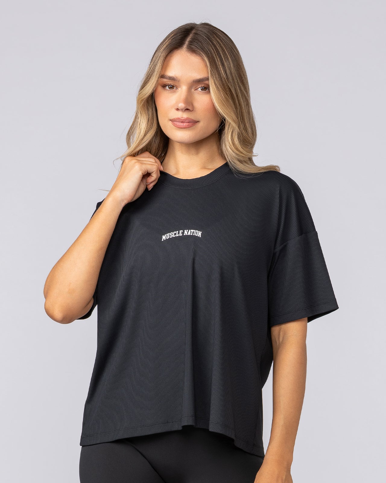 Rib Boxy Training Tee - Black-T-Shirts-XXS-092511BLK-XXS-MNAPPRL44534-5-Muscle Nation