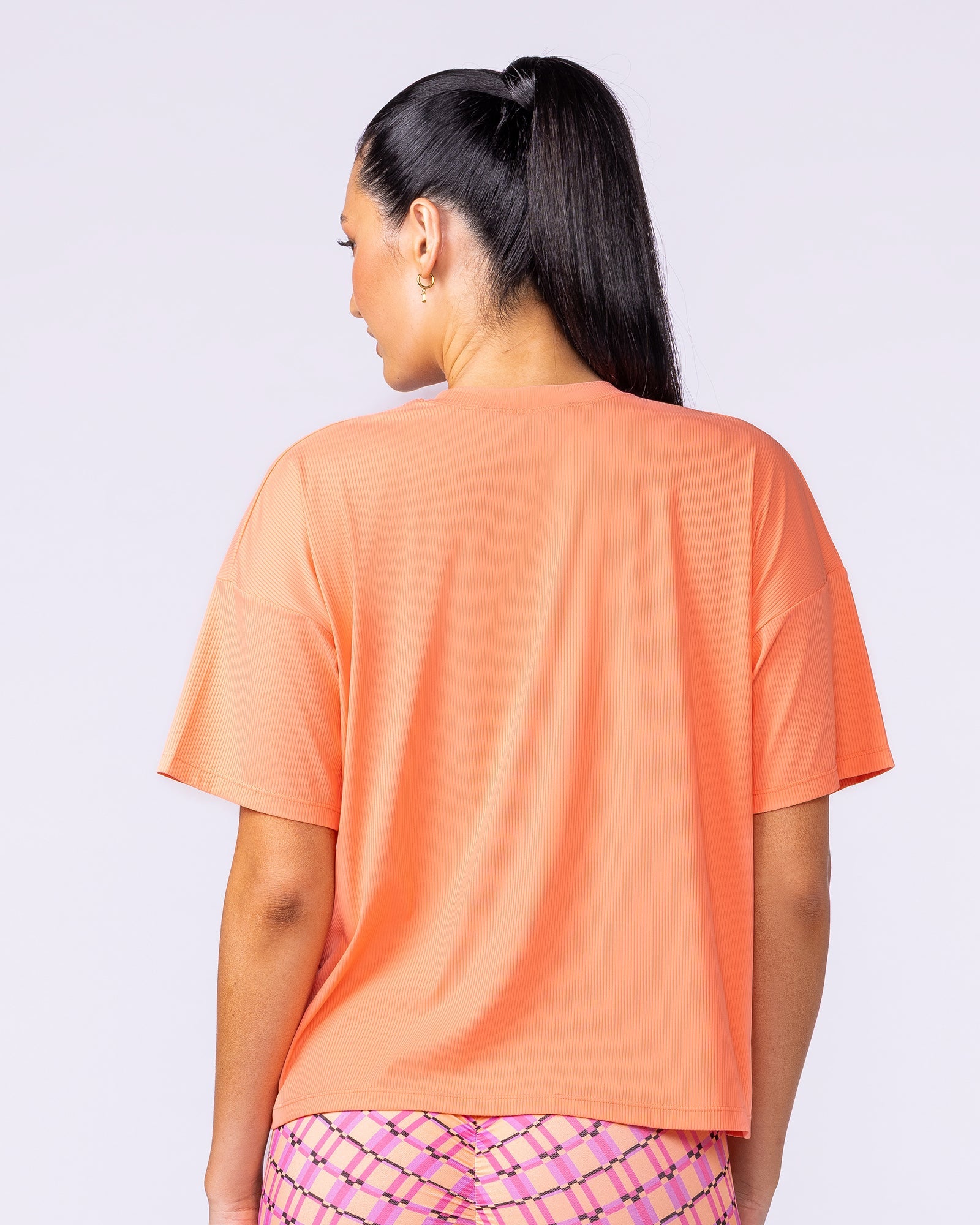 Rib Boxy Training Tee - Peachy-Tops-XXS-112511PEACHY-XXS-MNAPPRL45273-4-Muscle Nation