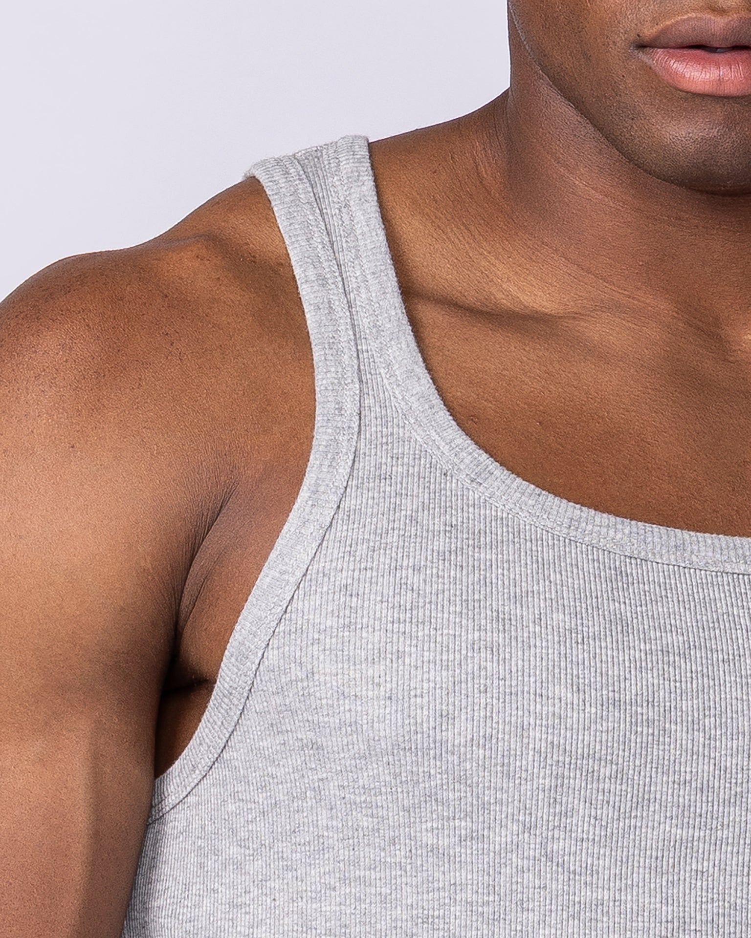 Ribbed Fitted Square Neck Training Tank - Grey Marl-Singlets & Tanks-S-1125165GRYMRL-S-MNAPPRL47090-2-Muscle Nation
