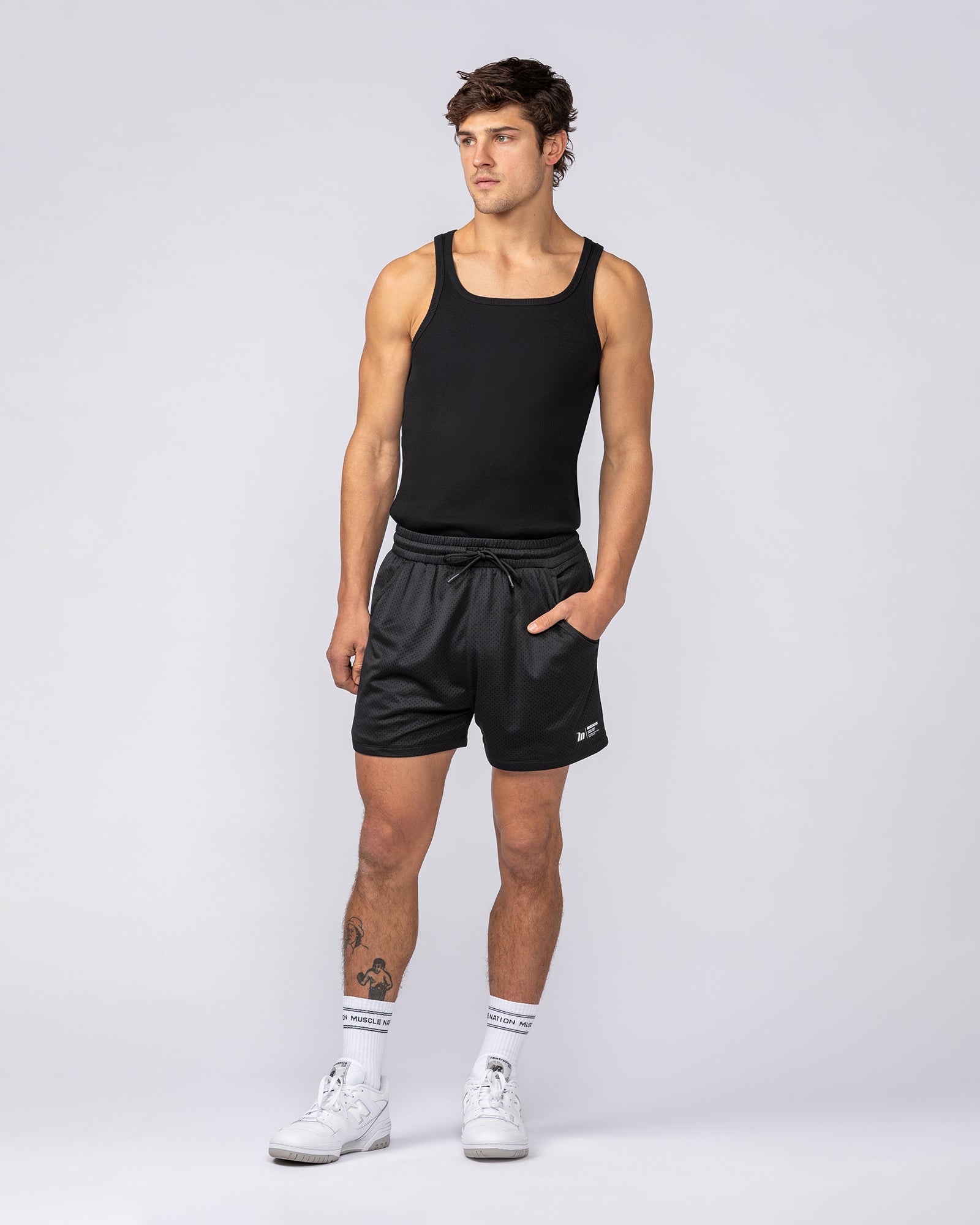 Ribbed Fitted Square Neck Training Tank - Black-Singlets & Tanks-S-082523BLK-S-MNAPPRL43834-6-Muscle Nation