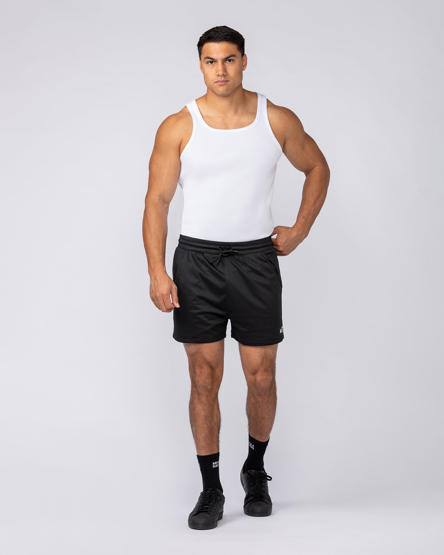 Ribbed Fitted Square Neck Training Tank - White-Singlets & Tanks-S-082523WHT-S-MNAPPRL43827-5-Muscle Nation