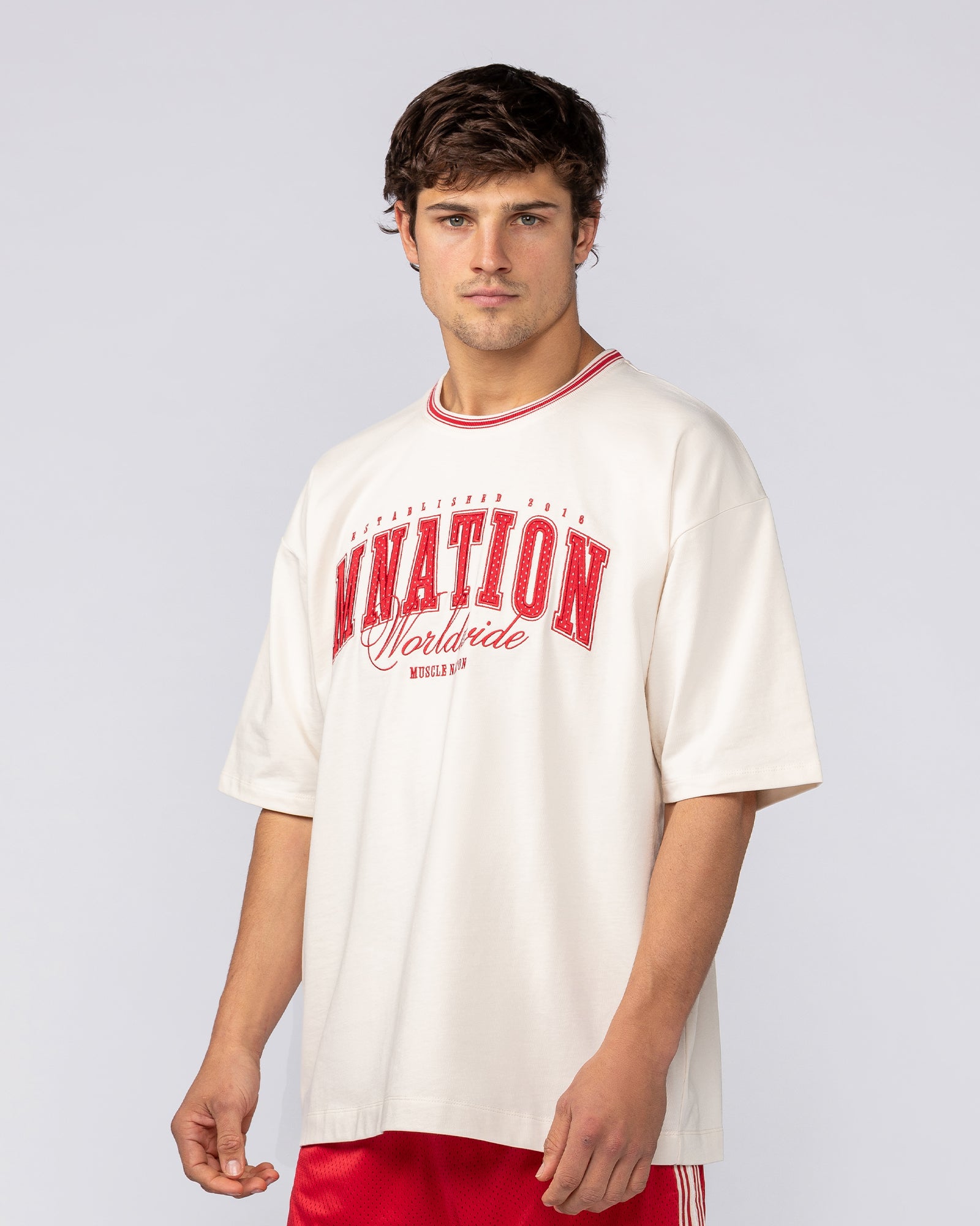 Ringer Oversized Tee - Travertine-T-Shirts-XS-082521TRAV-XS-MNAPPRL43870-4-Muscle Nation