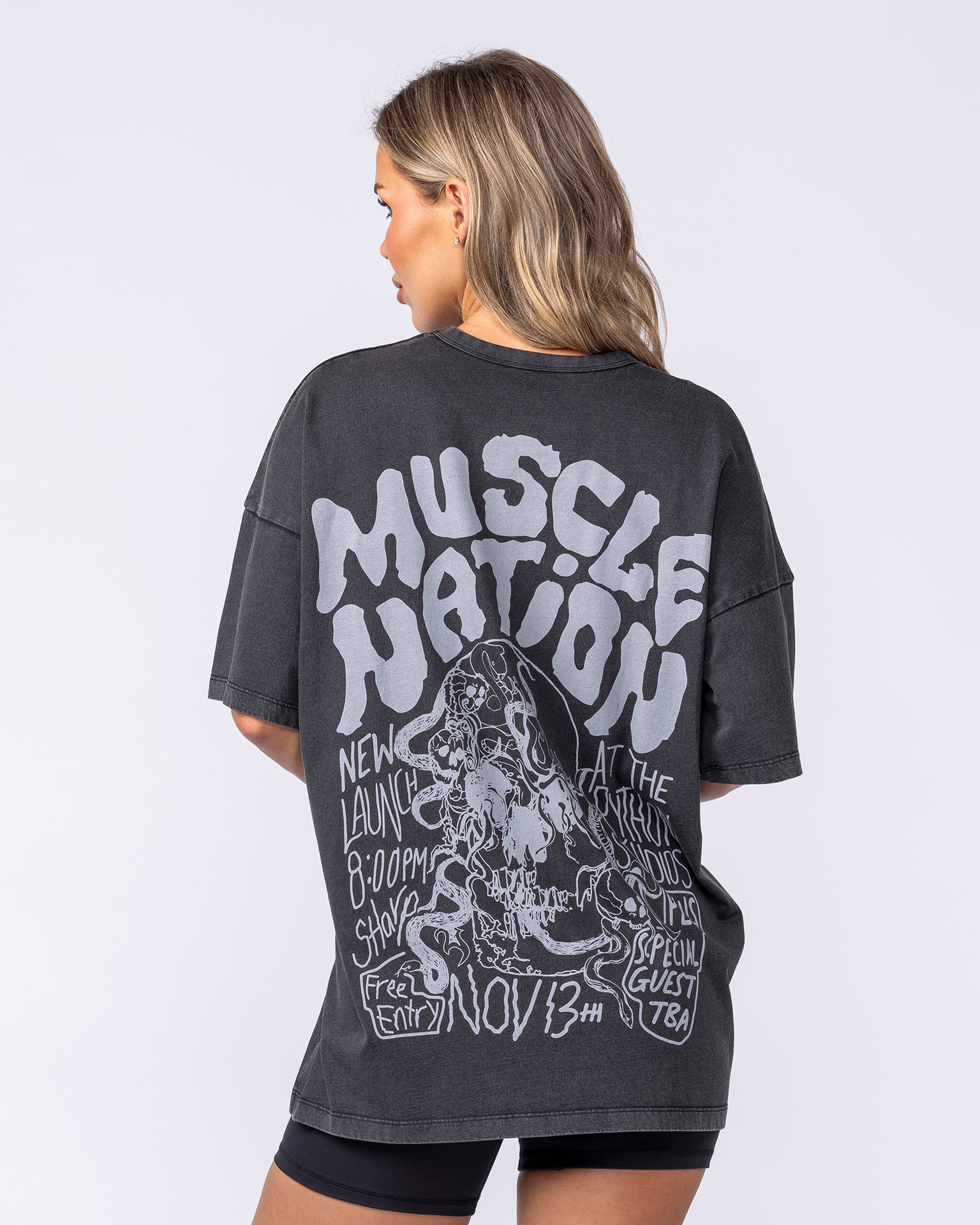 Rock On Oversized Tee - Washed Black