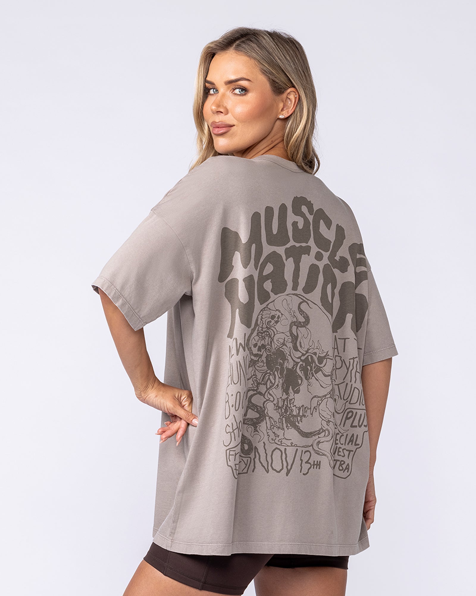 Rock On Oversized Tee - Washed Oat