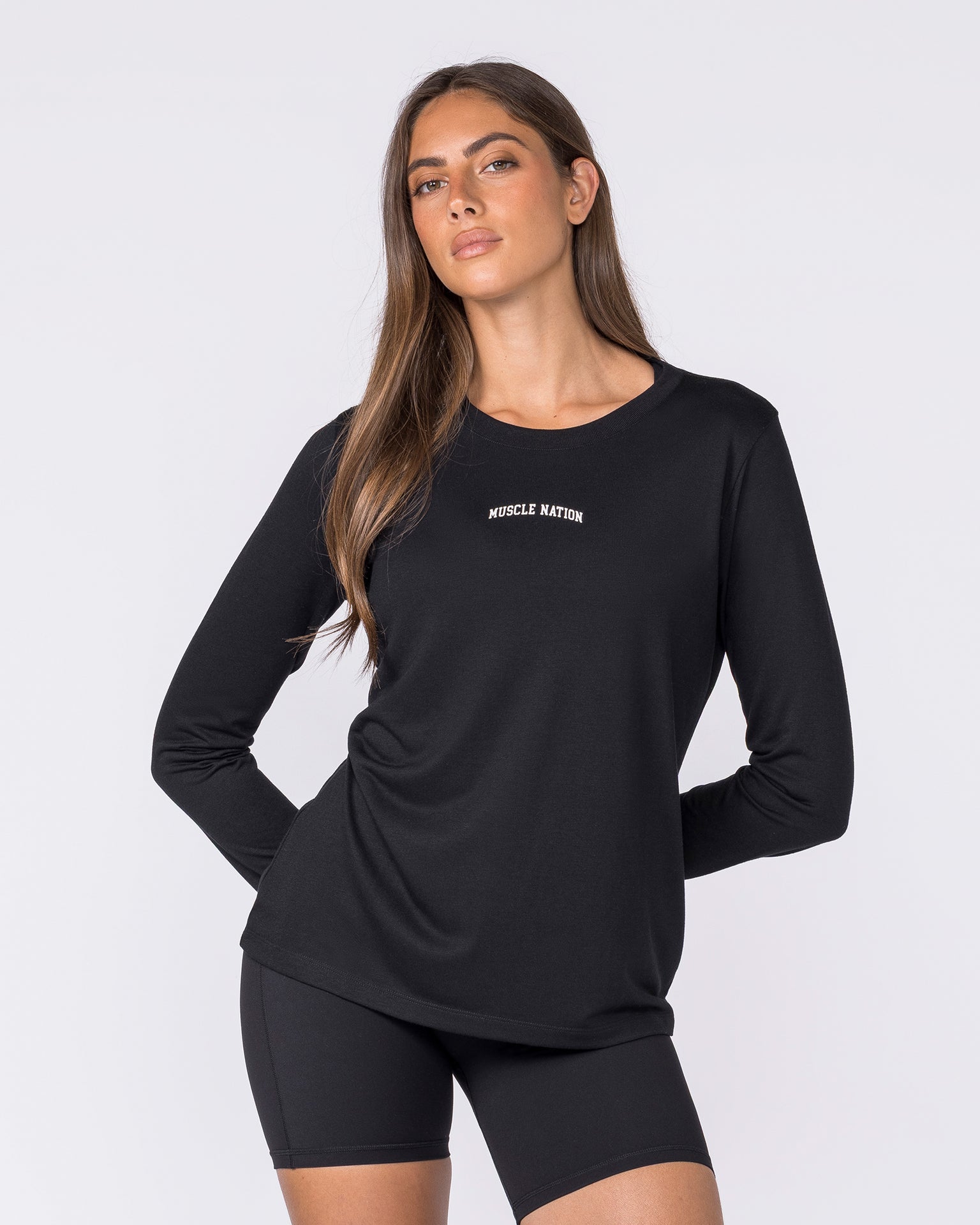 Routine Long Sleeve Top - Black-Long Sleeve T-Shirts-XXS-032610BLK-XXS-MNAPPRL49503-1-Muscle Nation