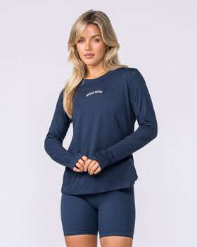 Routine Long Sleeve Top - Navy-Long Sleeve T-Shirts-XXS-032610NAVY-XXS-MNAPPRL49485-1-Muscle Nation