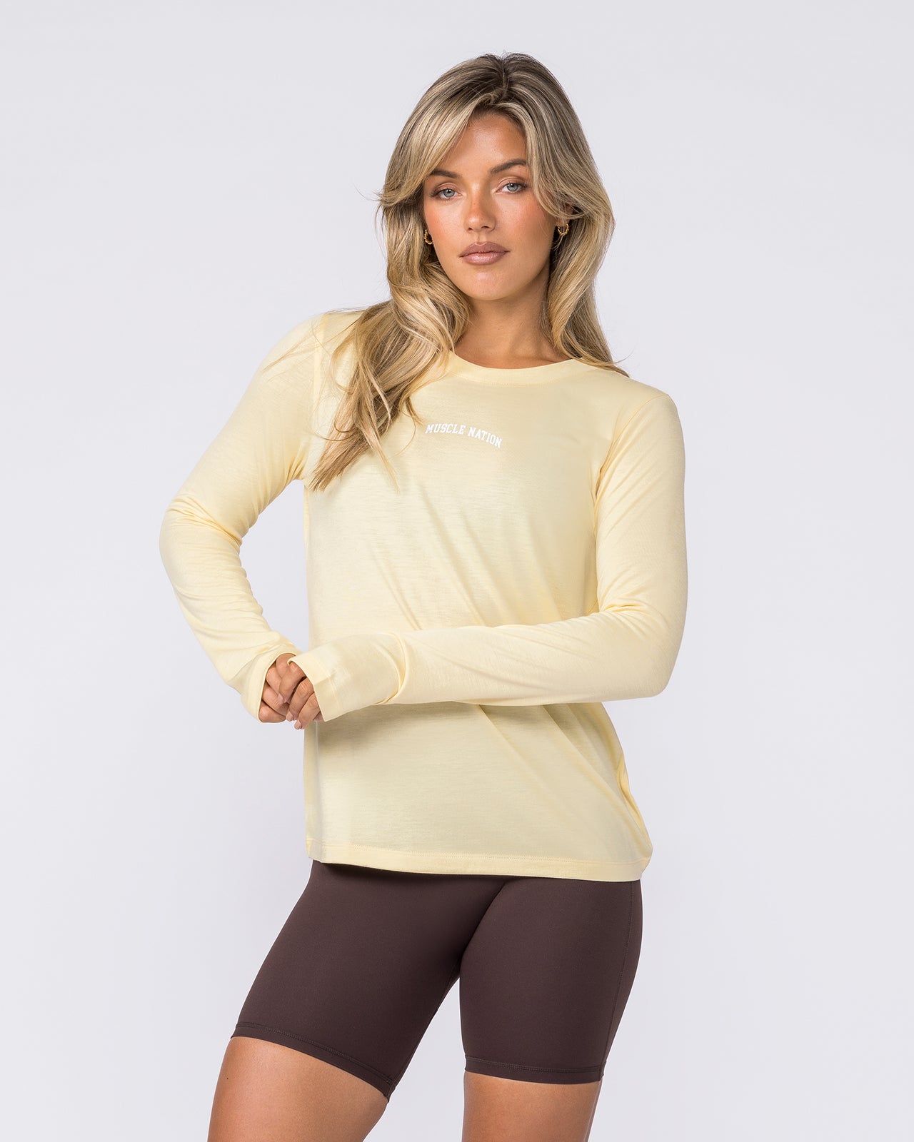 Routine Long Sleeve Top - Panna Cotta-Long Sleeve T-Shirts-XXS-032610PANCOT-XXS-MNAPPRL49494-3-Muscle Nation