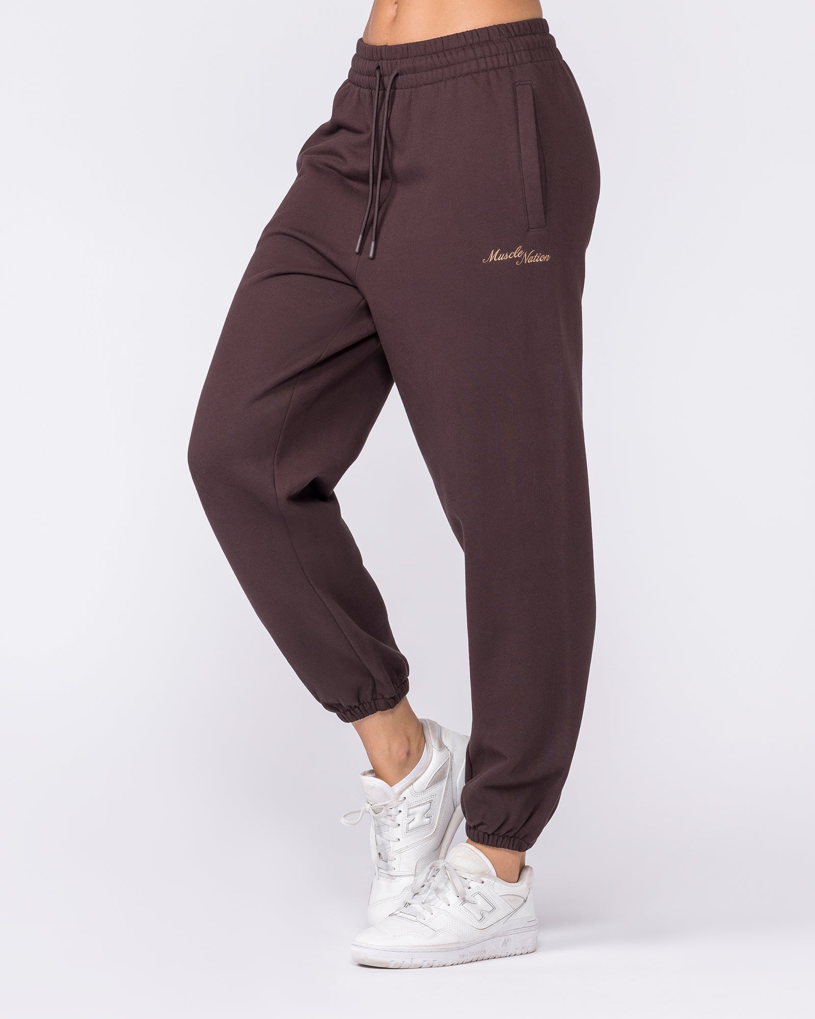 Routine Slouchy Trackies - Cocoa-Bottoms-XXS-032625COCOA-XXS-MNAPPRL49296-1-Muscle Nation