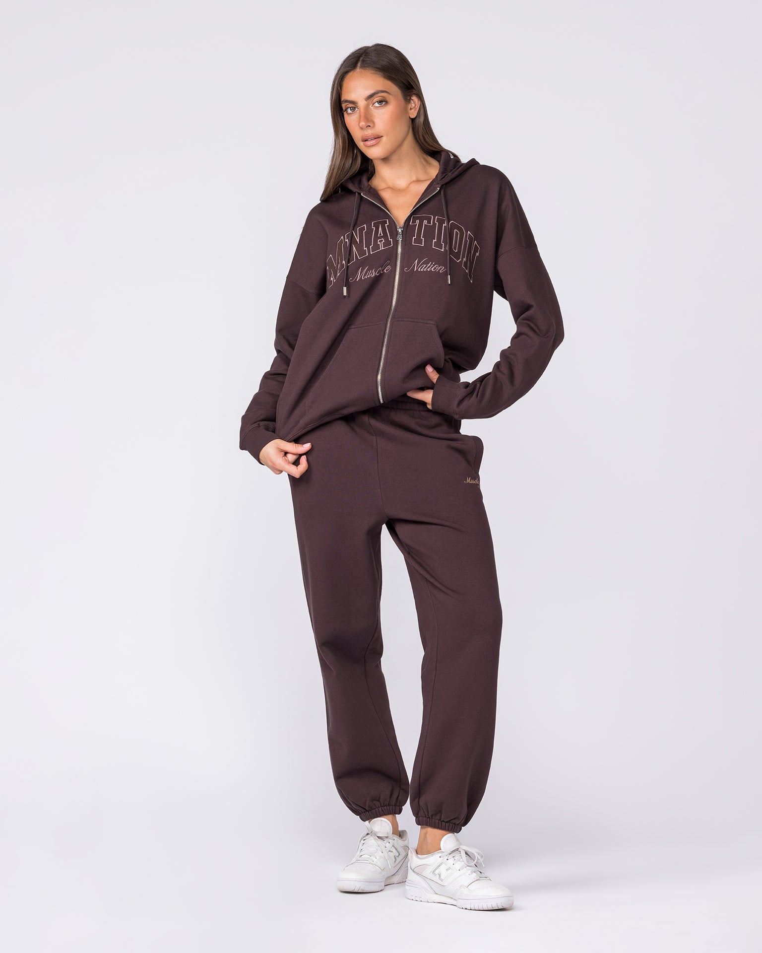 Routine Slouchy Trackies - Cocoa-Bottoms-XXS-032625COCOA-XXS-MNAPPRL49296-5-Muscle Nation
