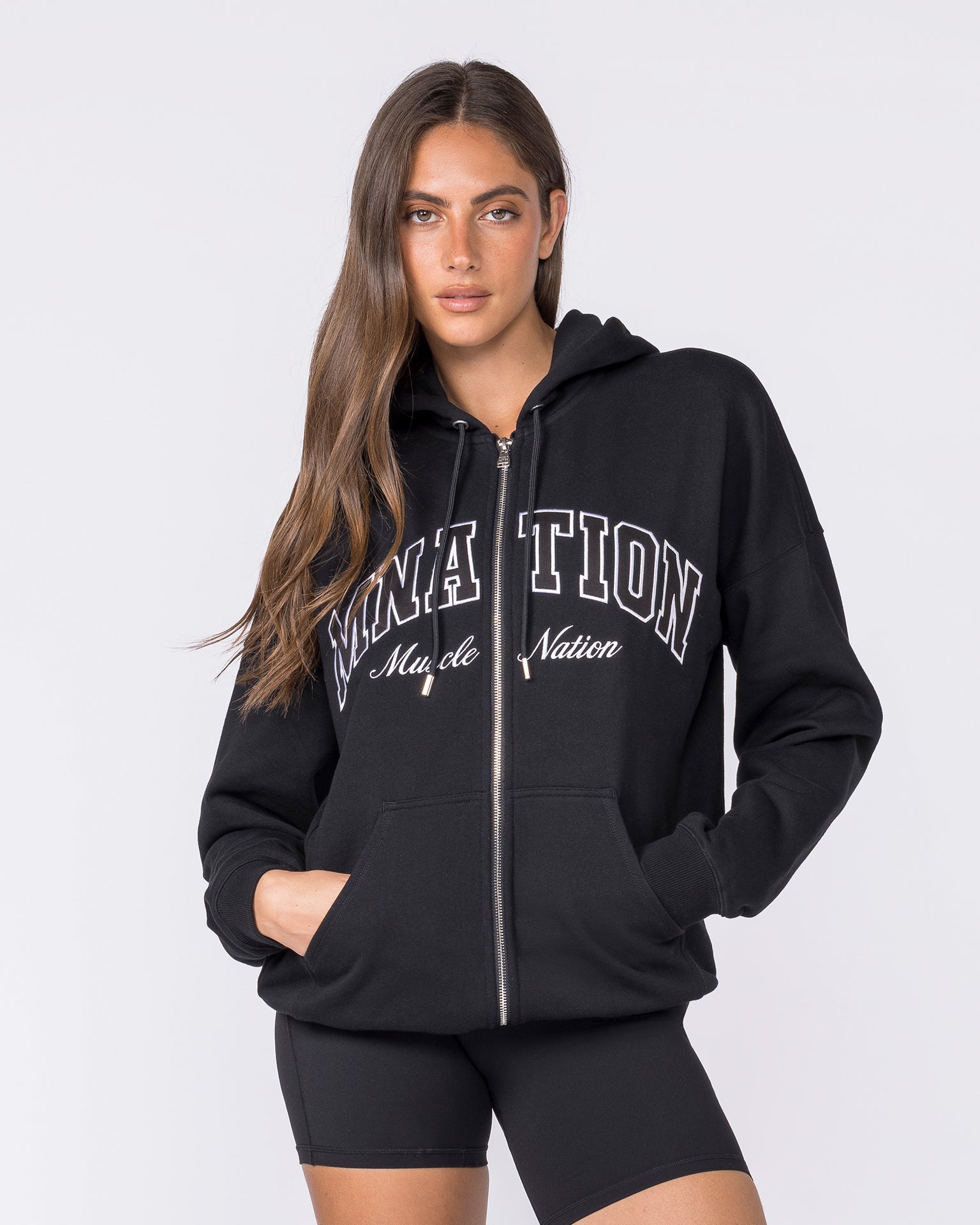 Routine Zip Through Hoodie - Black-Jumpers & Hoodies-XXS-032619BLK-XXS-MNAPPRL49224-3-Muscle Nation