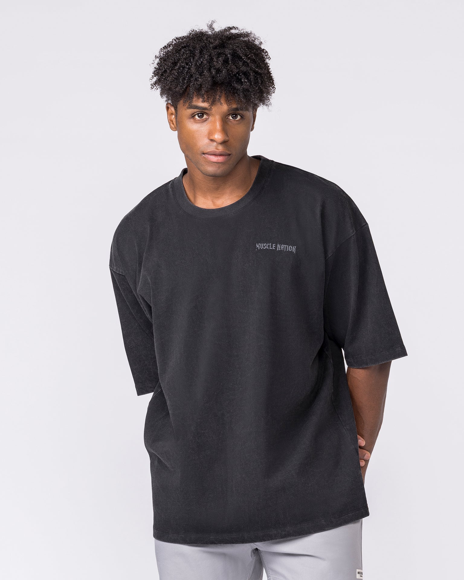 Ruins Oversized Vintage Tee - Washed Black-T-Shirts-XS-032642WSHBLK-XS-MNAPPRL49751-2-Muscle Nation