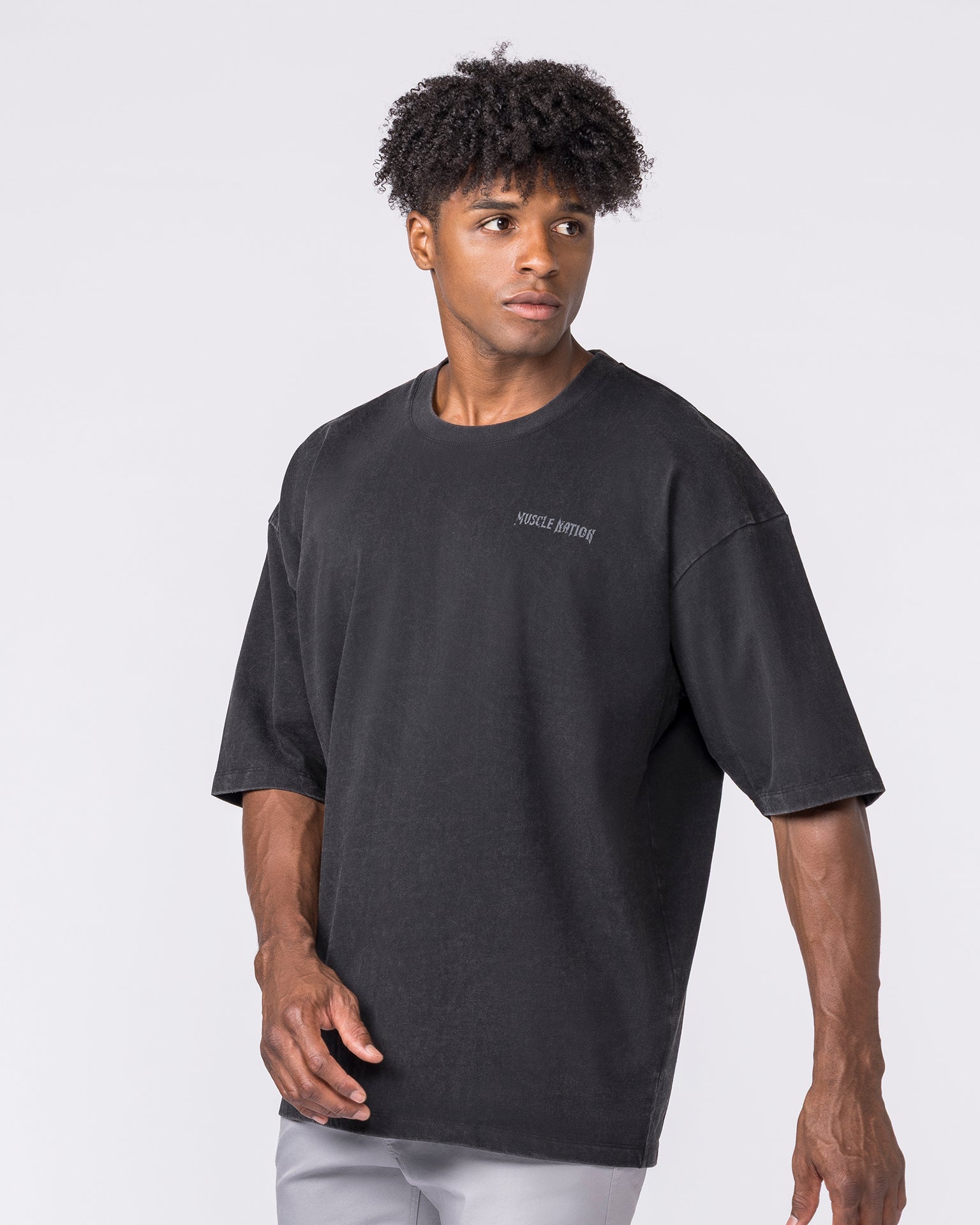 Ruins Oversized Vintage Tee - Washed Black-T-Shirts-XS-032642WSHBLK-XS-MNAPPRL49751-3-Muscle Nation