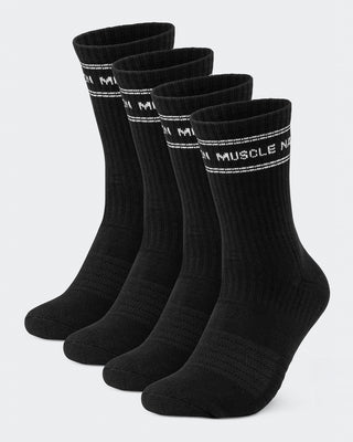 Mens Stripe Crew Sock (2x Pack) - Black-Socks-Black-ACC1124169BLK-ONE-MNAPPRL32727-1-Muscle Nation