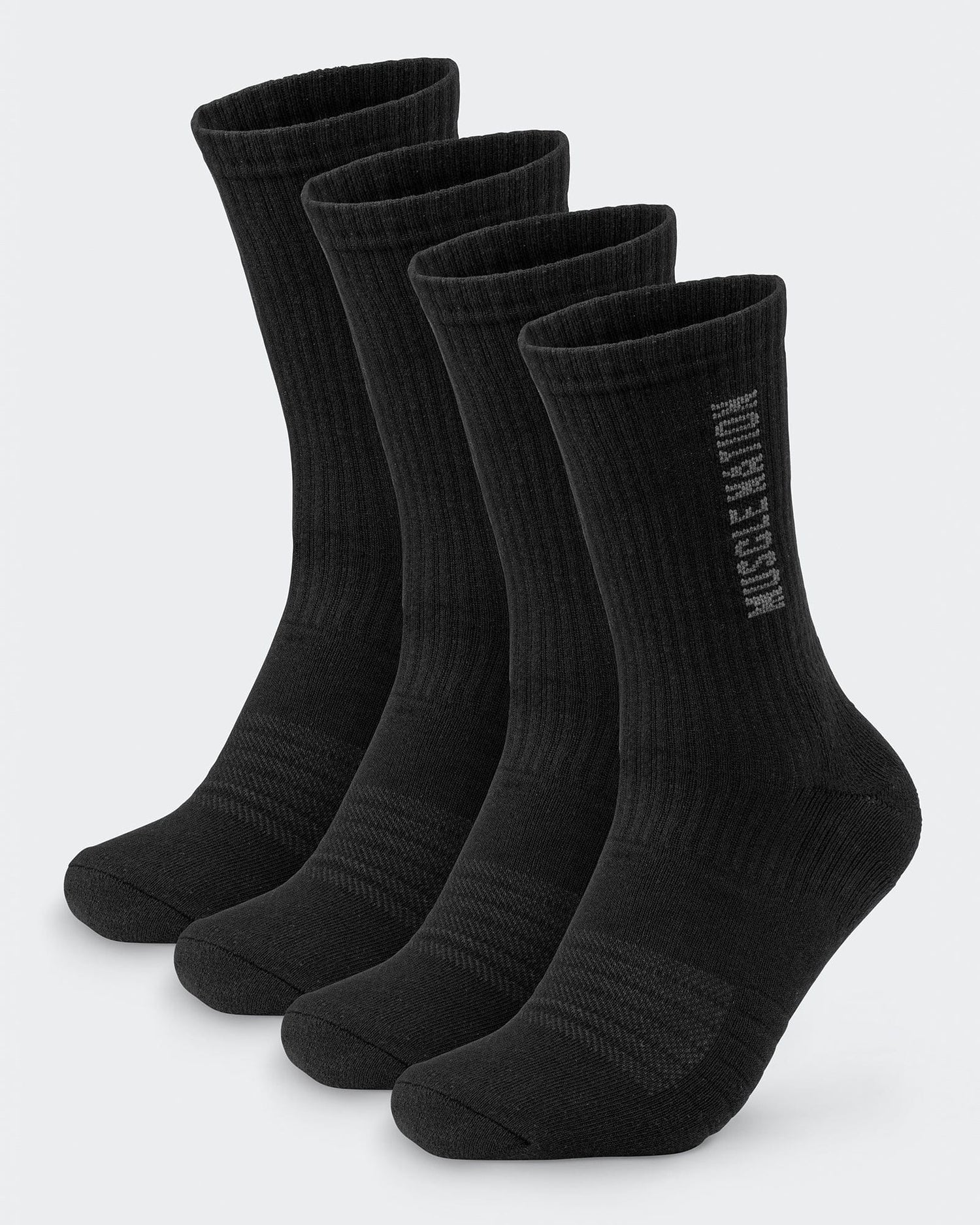Mens Linear Crew Sock (2x Pack) Black - Muscle Nation gym socks