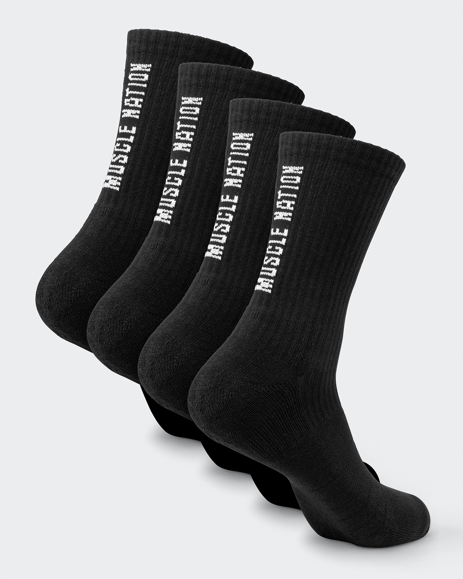 Mens Trainer Crew Sock (2x Pack) - Black-Socks-Black-ACC1124166BLK-ONE-MNAPPRL32721-1-Muscle Nation