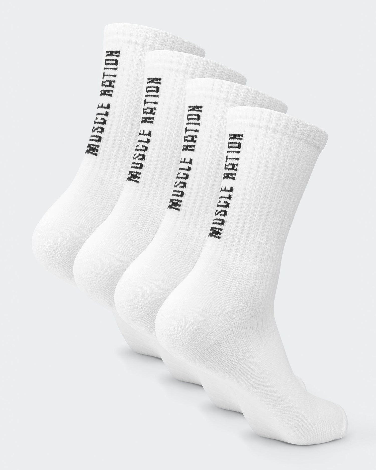 Mens Trainer Crew Sock (2x Pack) White - Muscle Nation gym socks