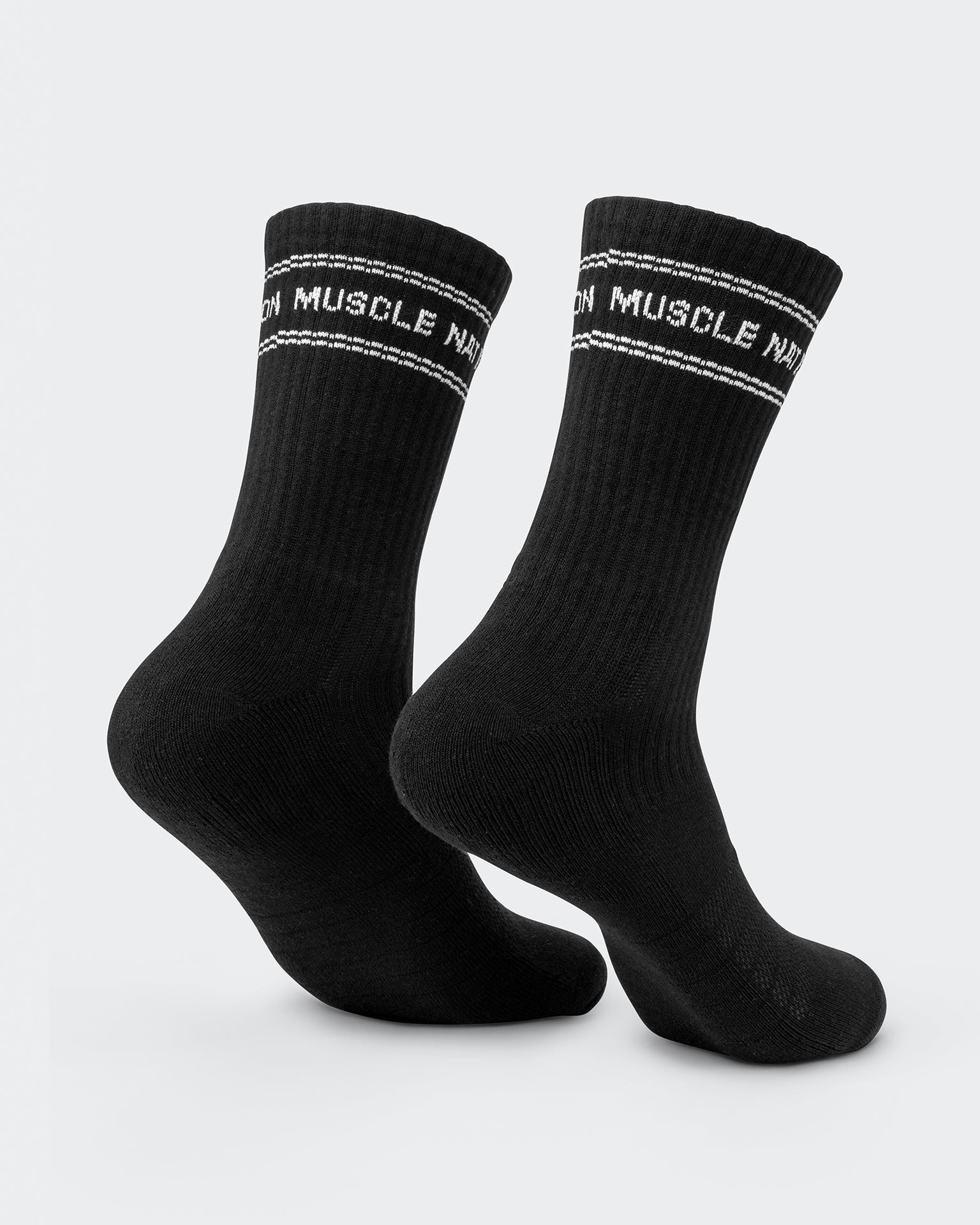 Mens Stripe Crew Sock (2x Pack) - Black-Socks-Black-ACC1124169BLK-ONE-MNAPPRL32727-3-Muscle Nation