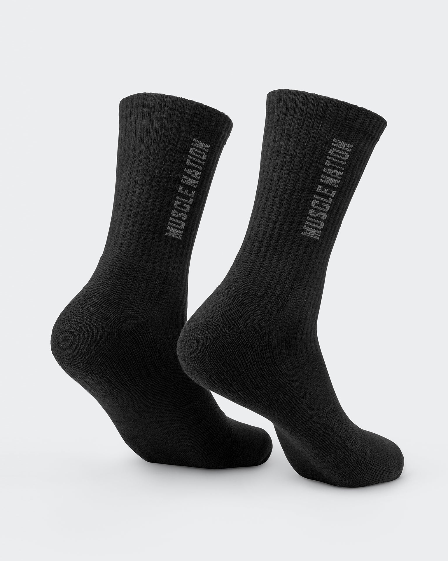 Mens Linear Crew Sock (2x Pack) - Black-Socks-Black-ACC1124165BLK-ONE-MNAPPRL32718-5-Muscle Nation
