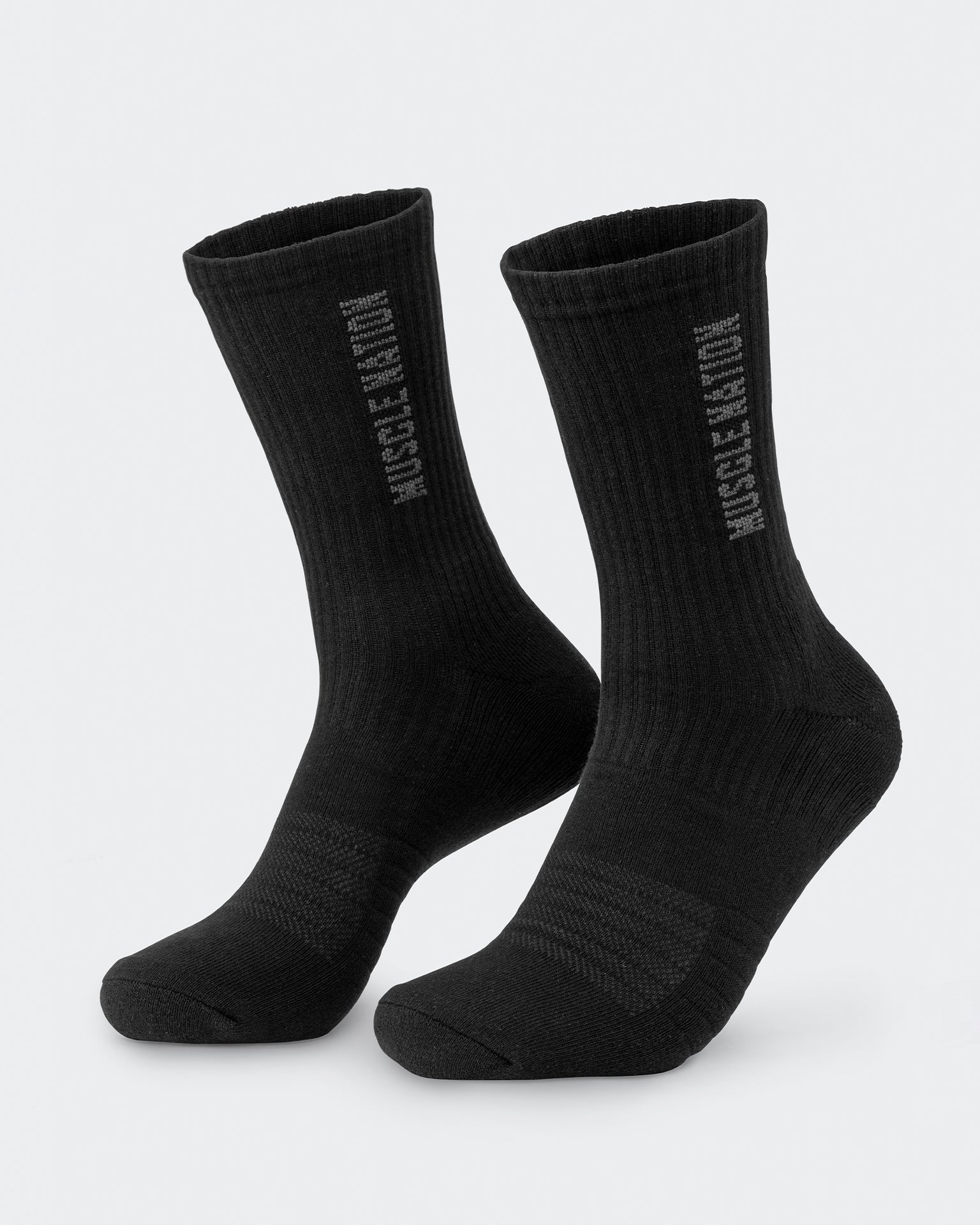 Mens Linear Crew Sock (2x Pack) - Black-Socks-Black-ACC1124165BLK-ONE-MNAPPRL32718-3-Muscle Nation