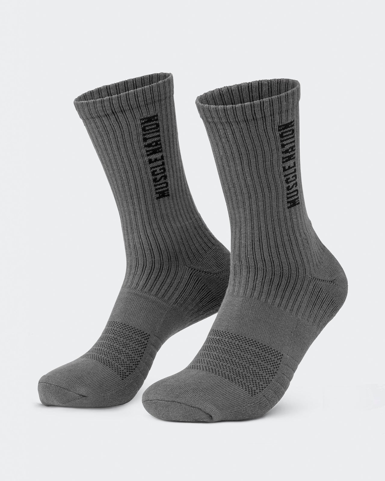 Mens Linear Crew Sock (2x Pack) - Charcoal-Socks-Charcoal-ACC1124165CHAR-ONE-MNAPPRL32719-3-Muscle Nation