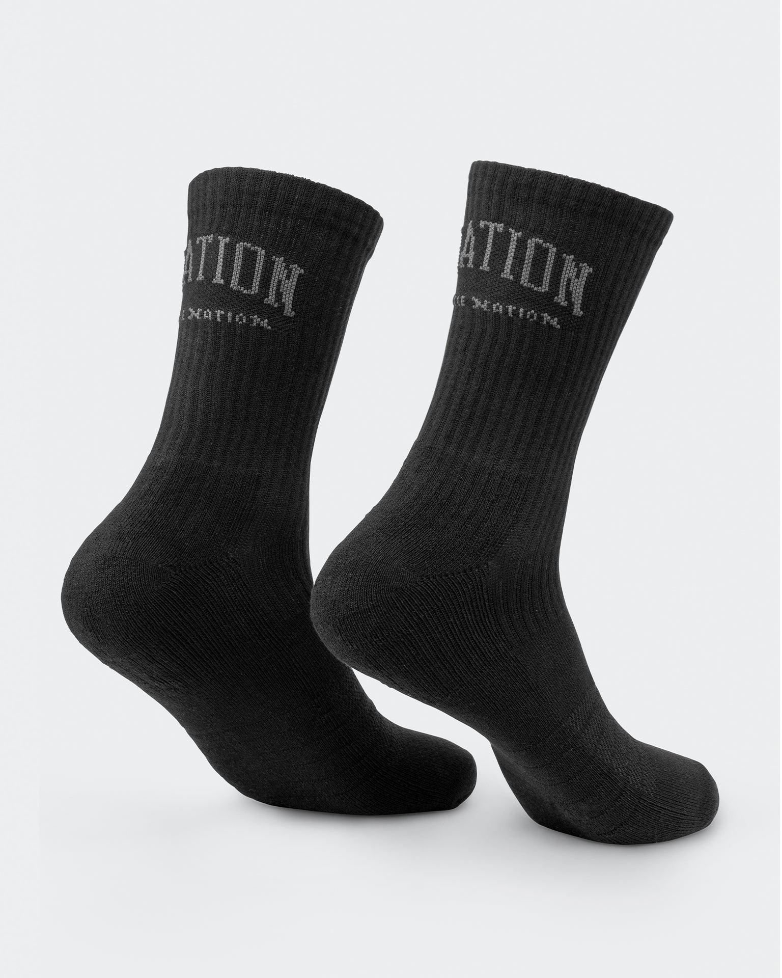 Mens Varsity Crew Sock (2x Pack) - Black-Socks-Black-ACC1124179BLK-ONE-MNAPPRL32728-4-Muscle Nation