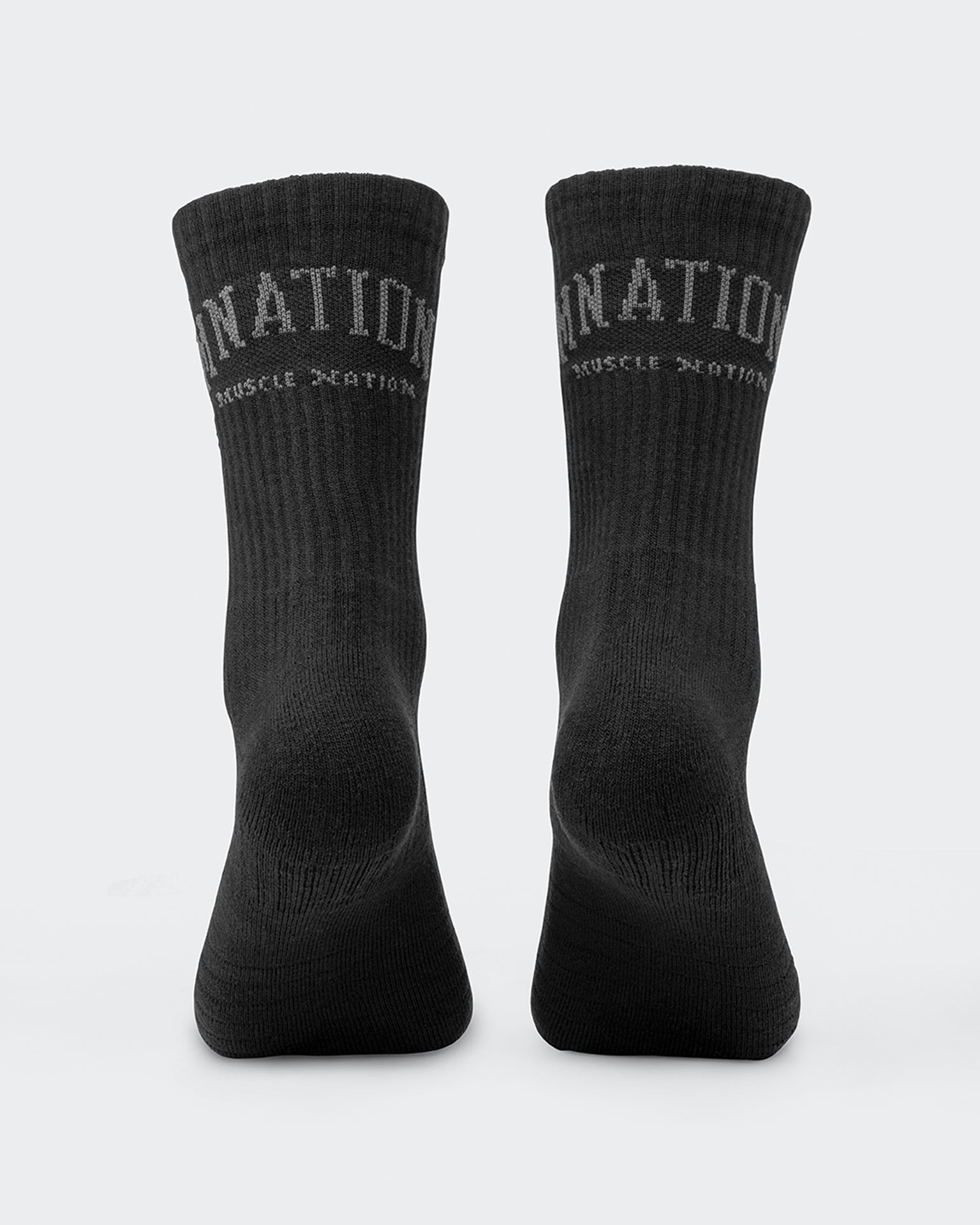 Mens Varsity Crew Sock (2x Pack) - Black-Socks-Black-ACC1124179BLK-ONE-MNAPPRL32728-5-Muscle Nation