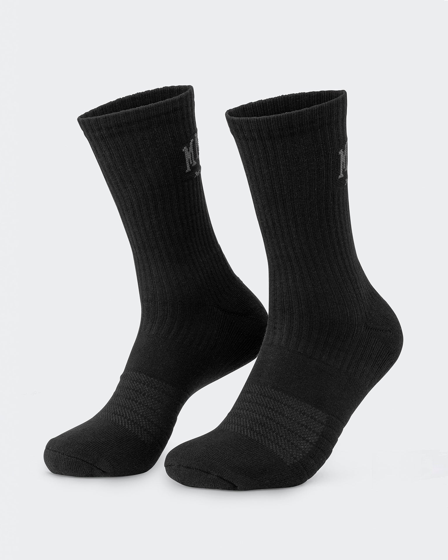 Mens Varsity Crew Sock (2x Pack) - Black-Socks-Black-ACC1124179BLK-ONE-MNAPPRL32728-3-Muscle Nation