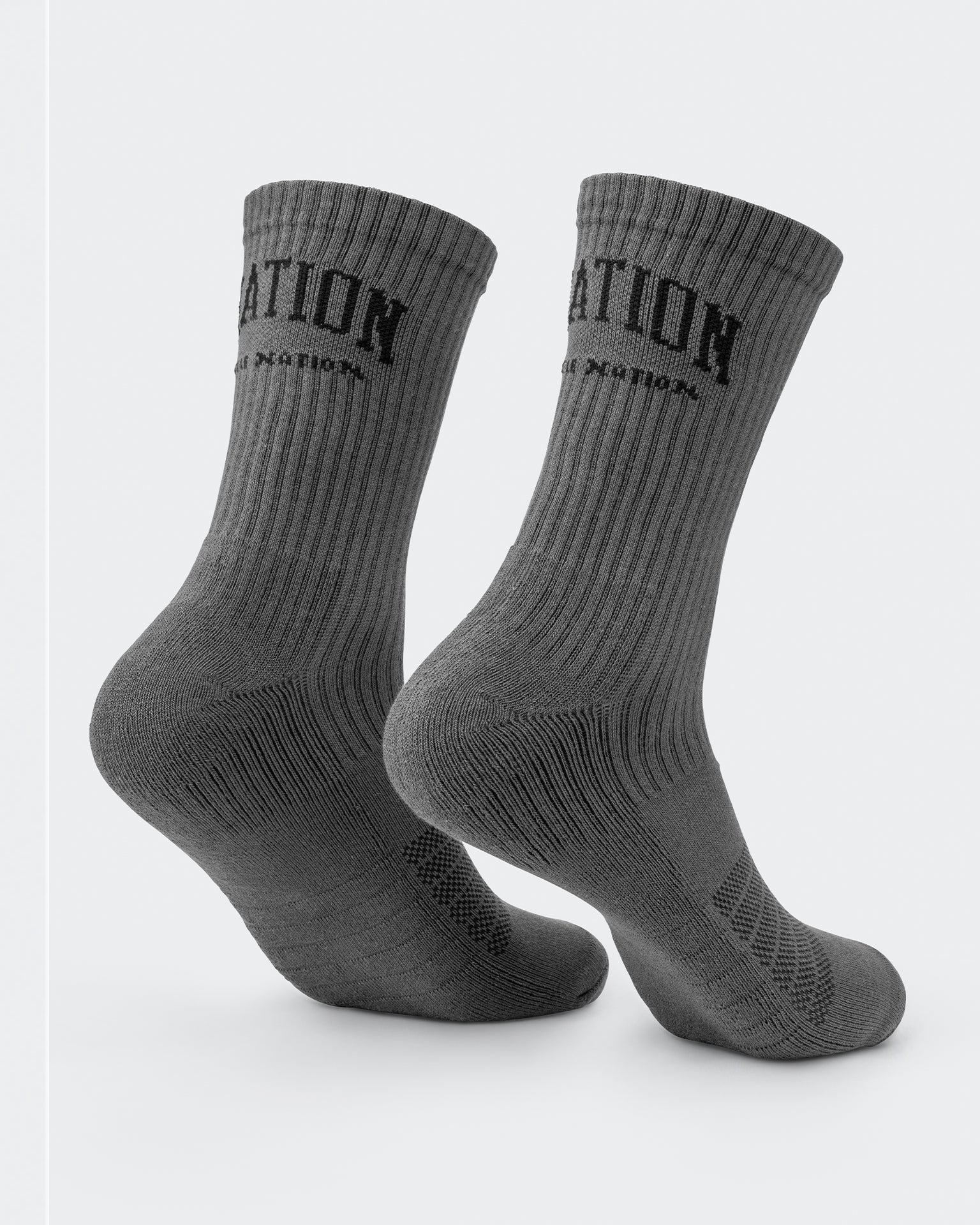 Mens Varsity Crew Sock (2x Pack) - Charcoal-Socks-Charcoal-ACC1124179CHAR-ONE-MNAPPRL32729-4-Muscle Nation