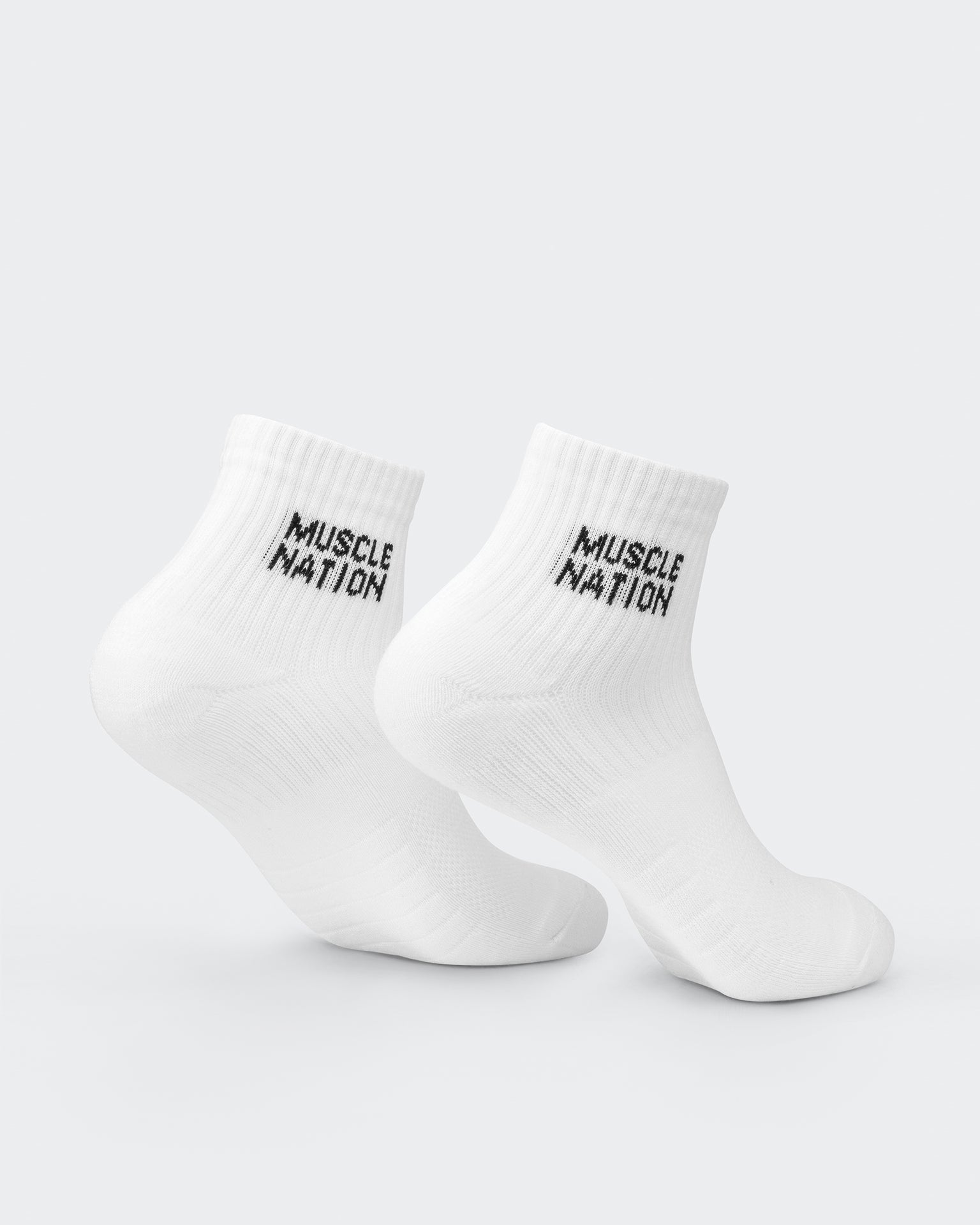 Womens 1/4 Crew Sock (2X Pack) - Black / White-Socks-ACC1125205BLKWHT-MNAPPRL47940-9-Muscle Nation