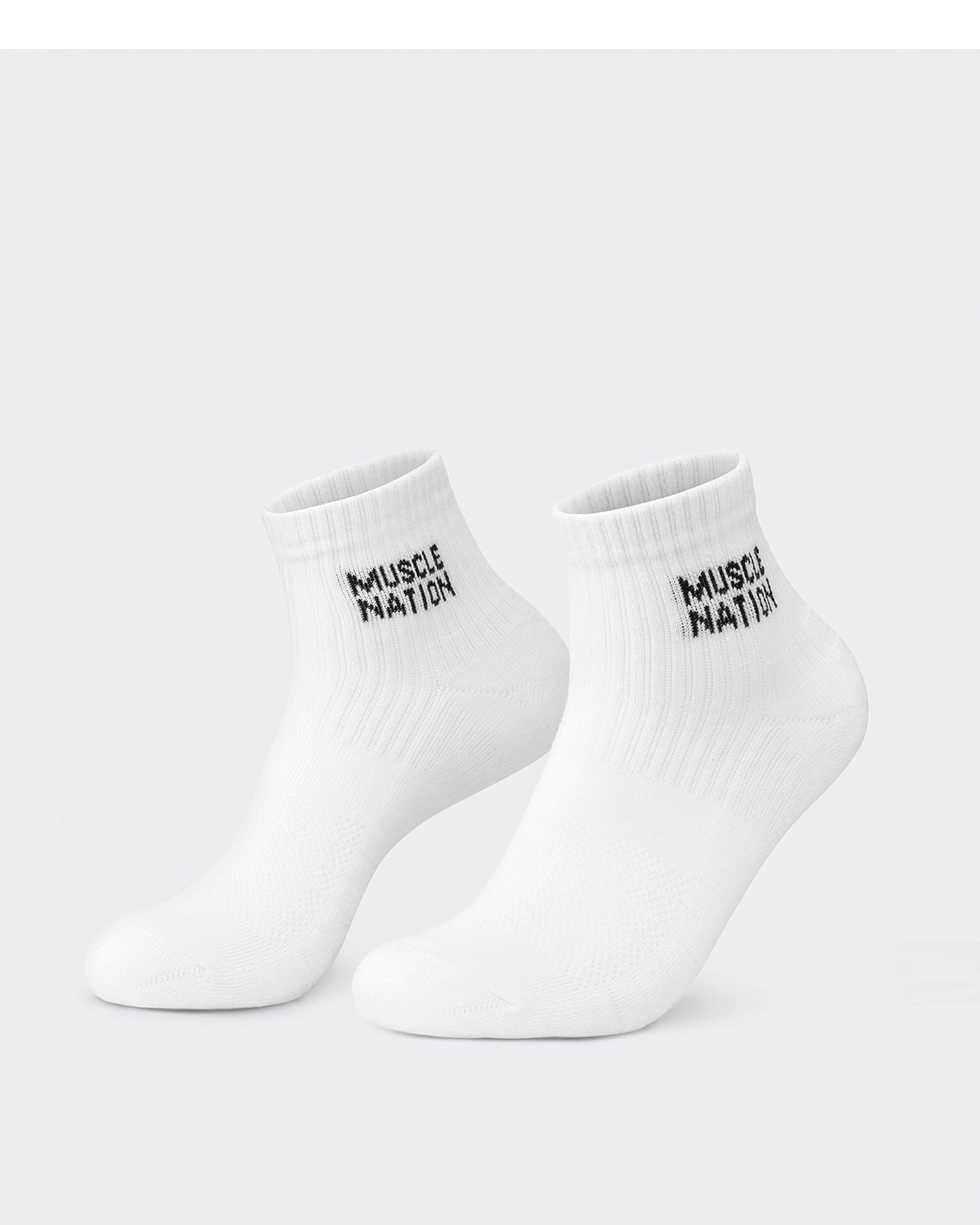 Womens 1/4 Crew Sock (2X Pack) - Black / White-Socks-ACC1125205BLKWHT-MNAPPRL47940-7-Muscle Nation