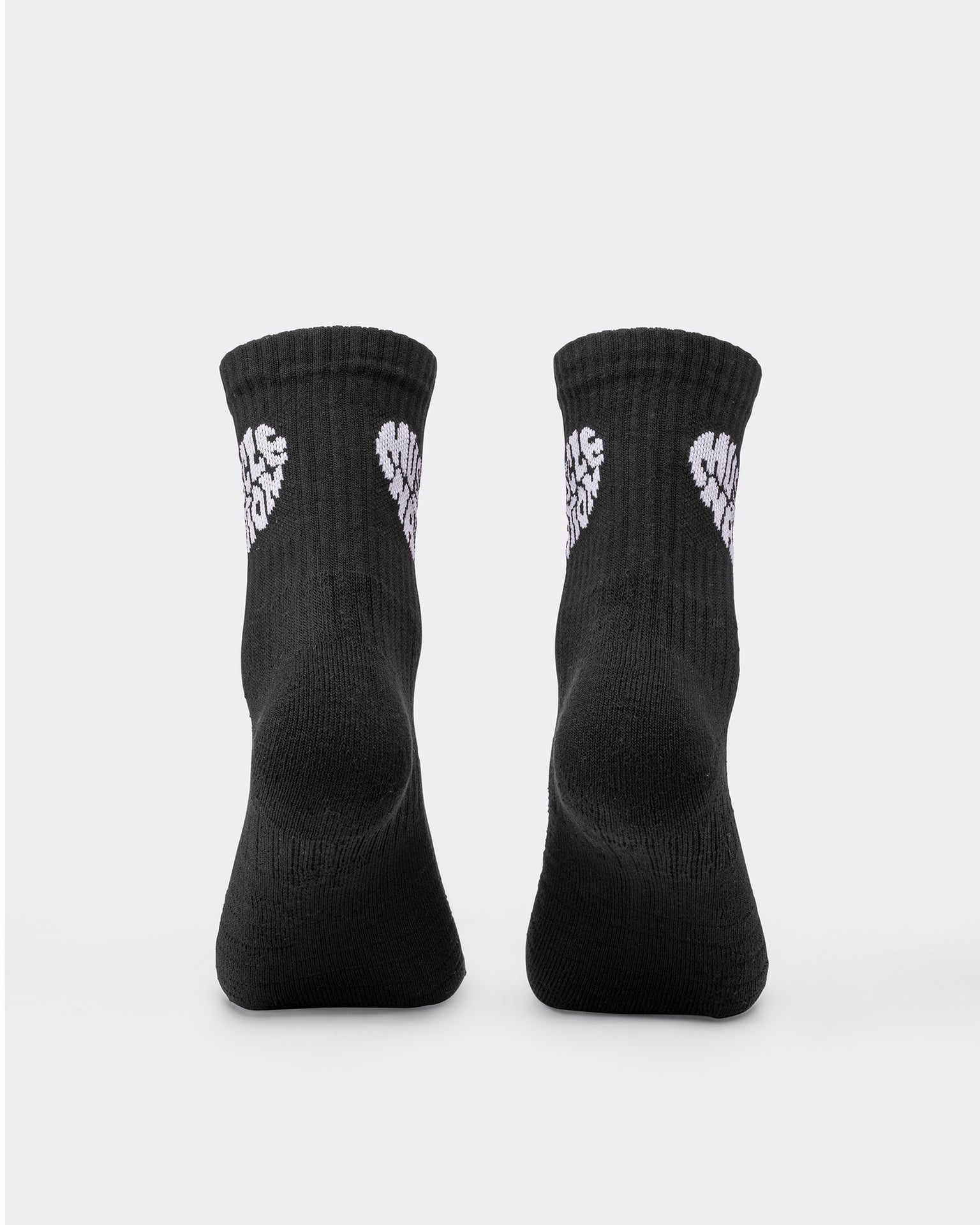 Womens Heart Crew Sock (2x Pack) - White/ Black-Socks-White/ Black-ACC1124158WHTBLK-ONE-MNAPPRL32717-5-Muscle Nation