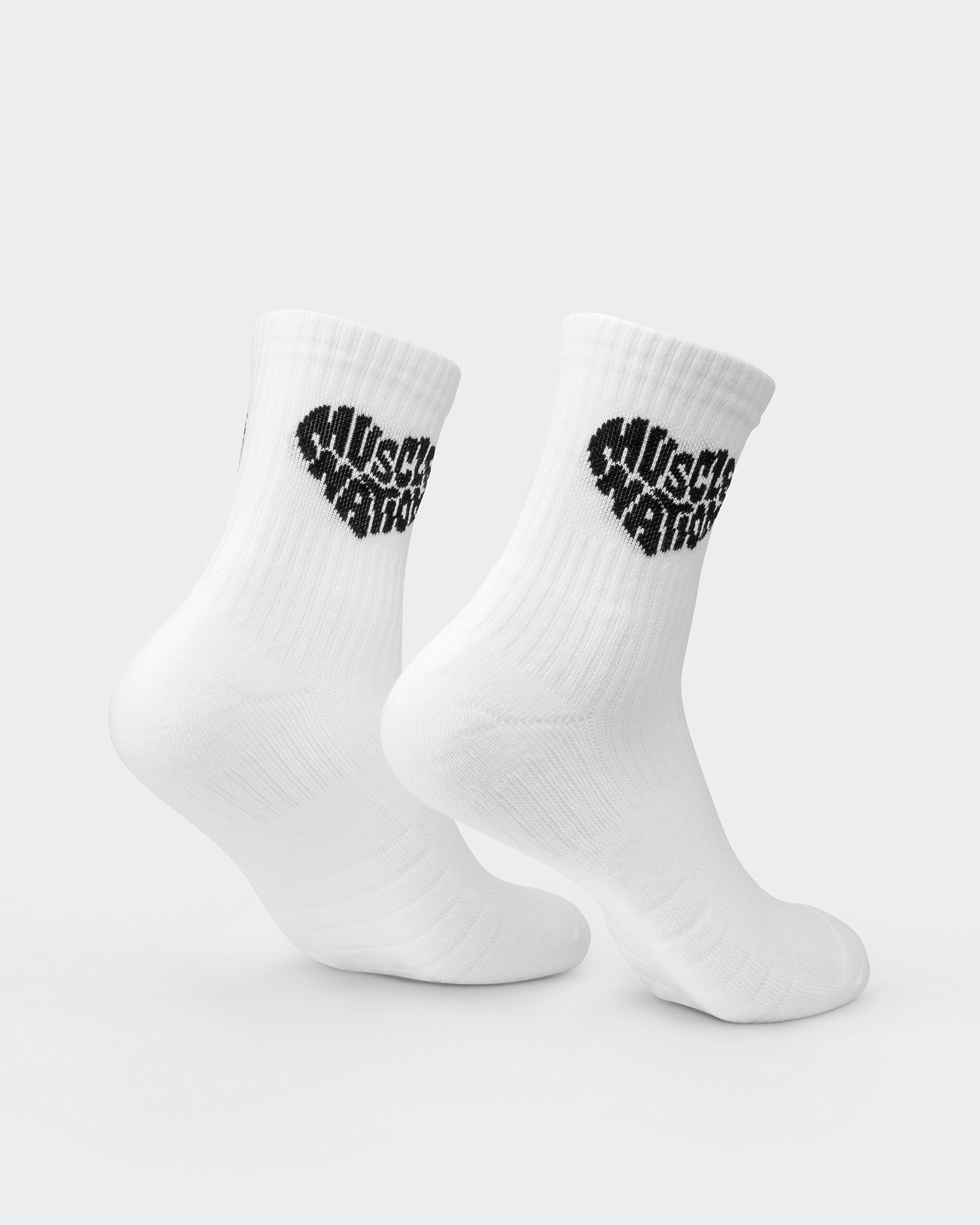 Womens Heart Crew Sock (2x Pack) - White/ Black-Socks-White/ Black-ACC1124158WHTBLK-ONE-MNAPPRL32717-4-Muscle Nation