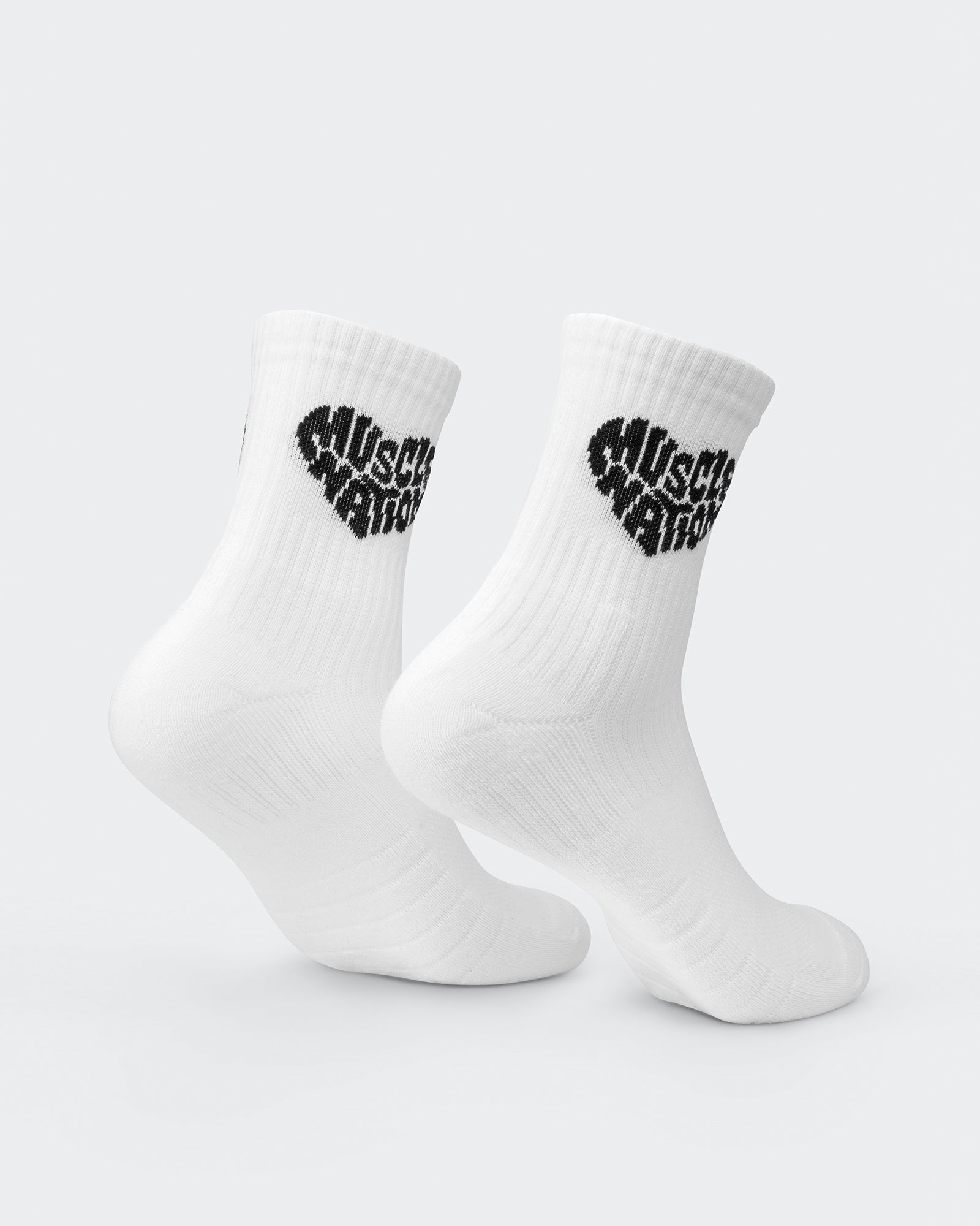 Womens Heart Crew Sock (2x Pack) - White/ Black