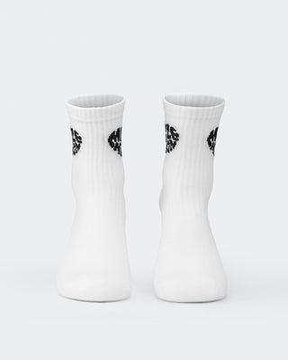 Womens Heart Crew Sock (2x Pack) - White/ Black-Socks-White/ Black-ACC1124158WHTBLK-ONE-MNAPPRL32717-2-Muscle Nation