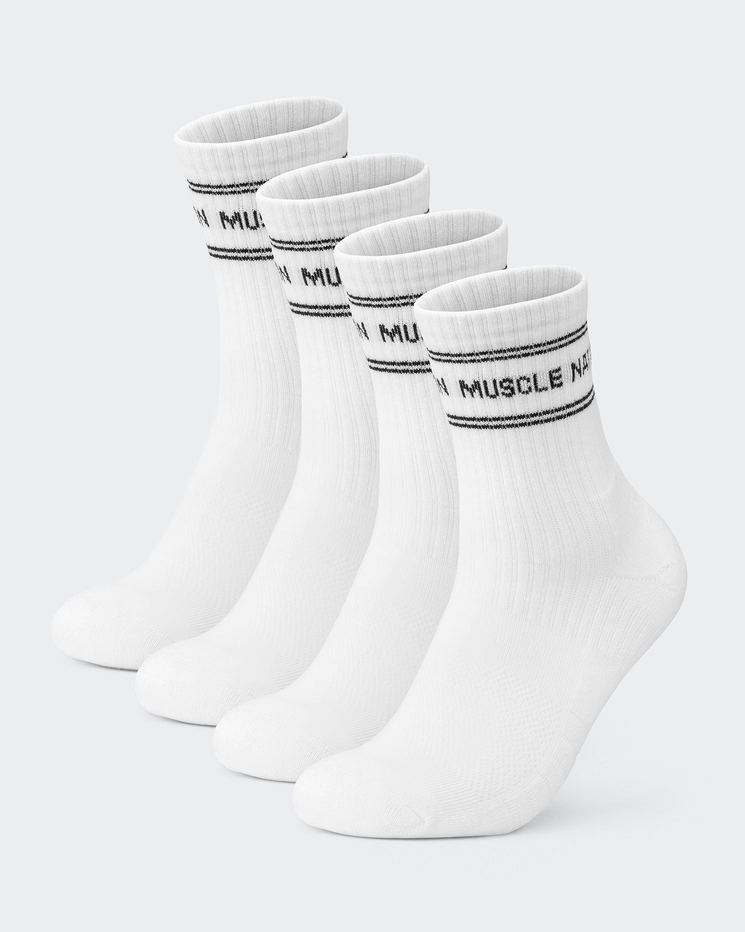 Womens Stripe Crew Sock (2x Pack) - White-Socks-White-ACC1124168WHT-ONE-MNAPPRL32722-1-Muscle Nation