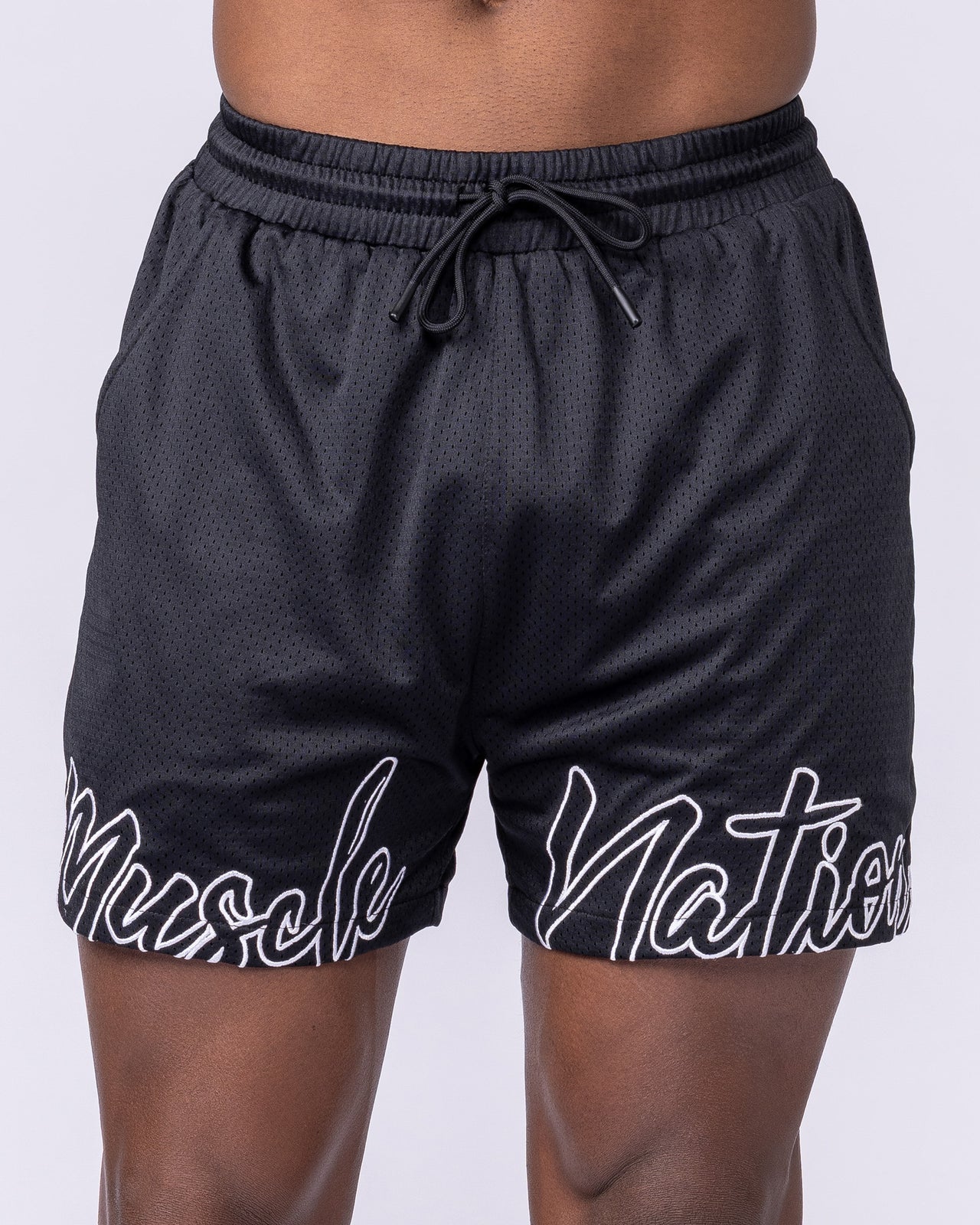 Script Lay Up 4" Shorts - Black-Shorts-S-112555BLK-S-MNAPPRL47097-6-Muscle Nation