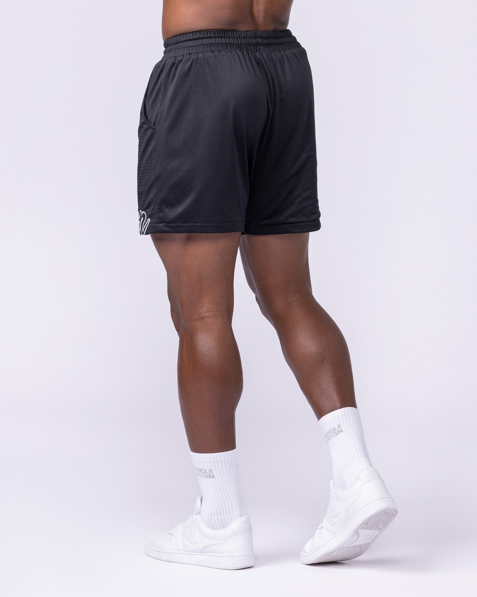 Script Lay Up 4" Shorts - Black-Shorts-S-112555BLK-S-MNAPPRL47097-4-Muscle Nation
