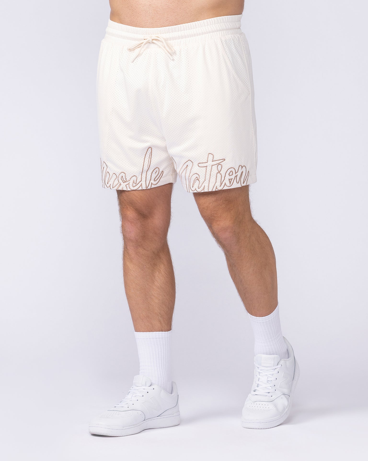 Script Lay Up 4" Shorts - Travertine-Shorts-S-112555TRAV-S-MNAPPRL47104-4-Muscle Nation