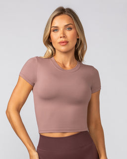 Essential Cropped Tee - Mocha Berry-Tops-XXS-032543MCHBRY-XXS-MNAPPRL41545-1-Muscle Nation