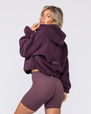 Sherpa Zip Through Hoodie - Dark Cherry-Jumpers & Hoodies-XXS-032621DKCHRY-XXS-MNAPPRL49512-2-Muscle Nation