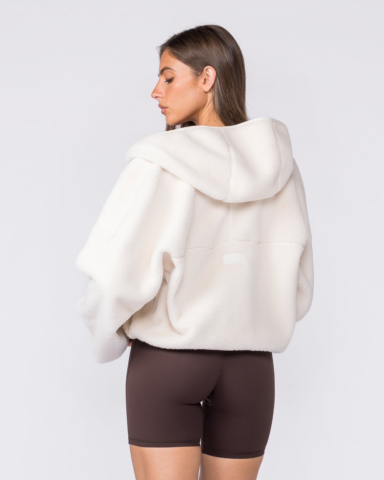 Sherpa Zip Through Hoodie Whipped Cream | Women's Hoodie | Muscle