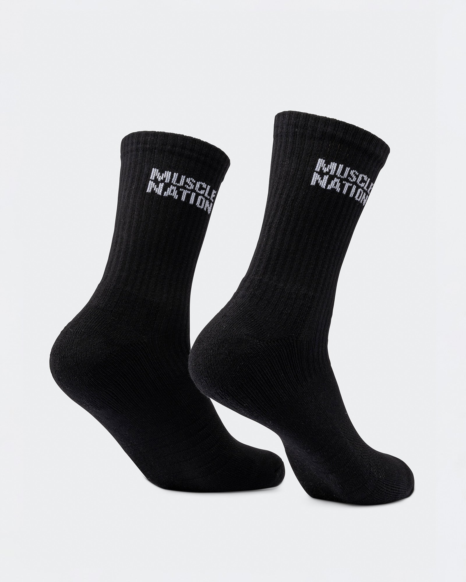 Mens Essential Crew Socks (2x Pack) - Black-Socks-Black-AC092311BLK-ONE-MNAPPRL26522-5-Muscle Nation