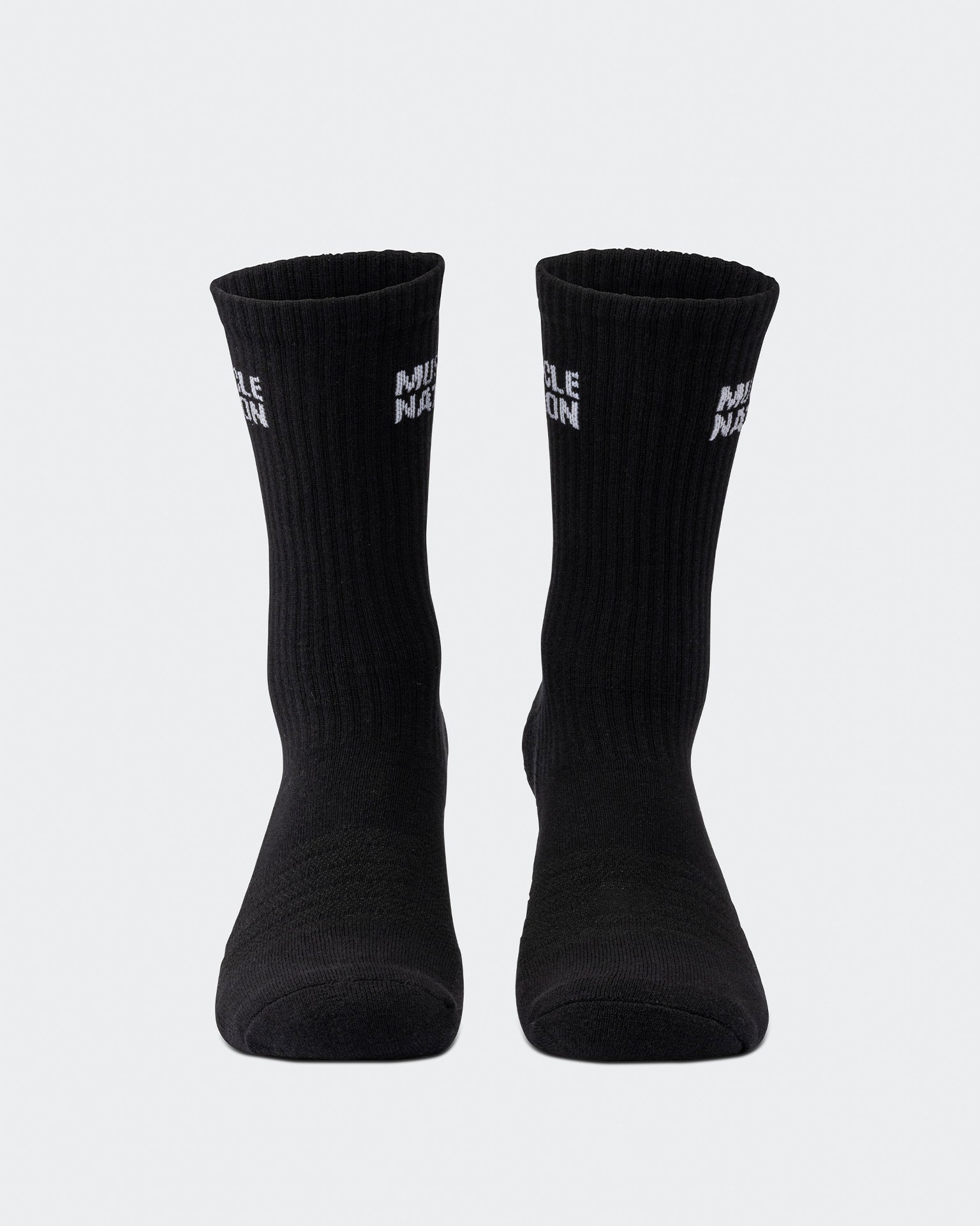 Mens Essential Crew Socks (2x Pack) - Black-Socks-Black-AC092311BLK-ONE-MNAPPRL26522-3-Muscle Nation