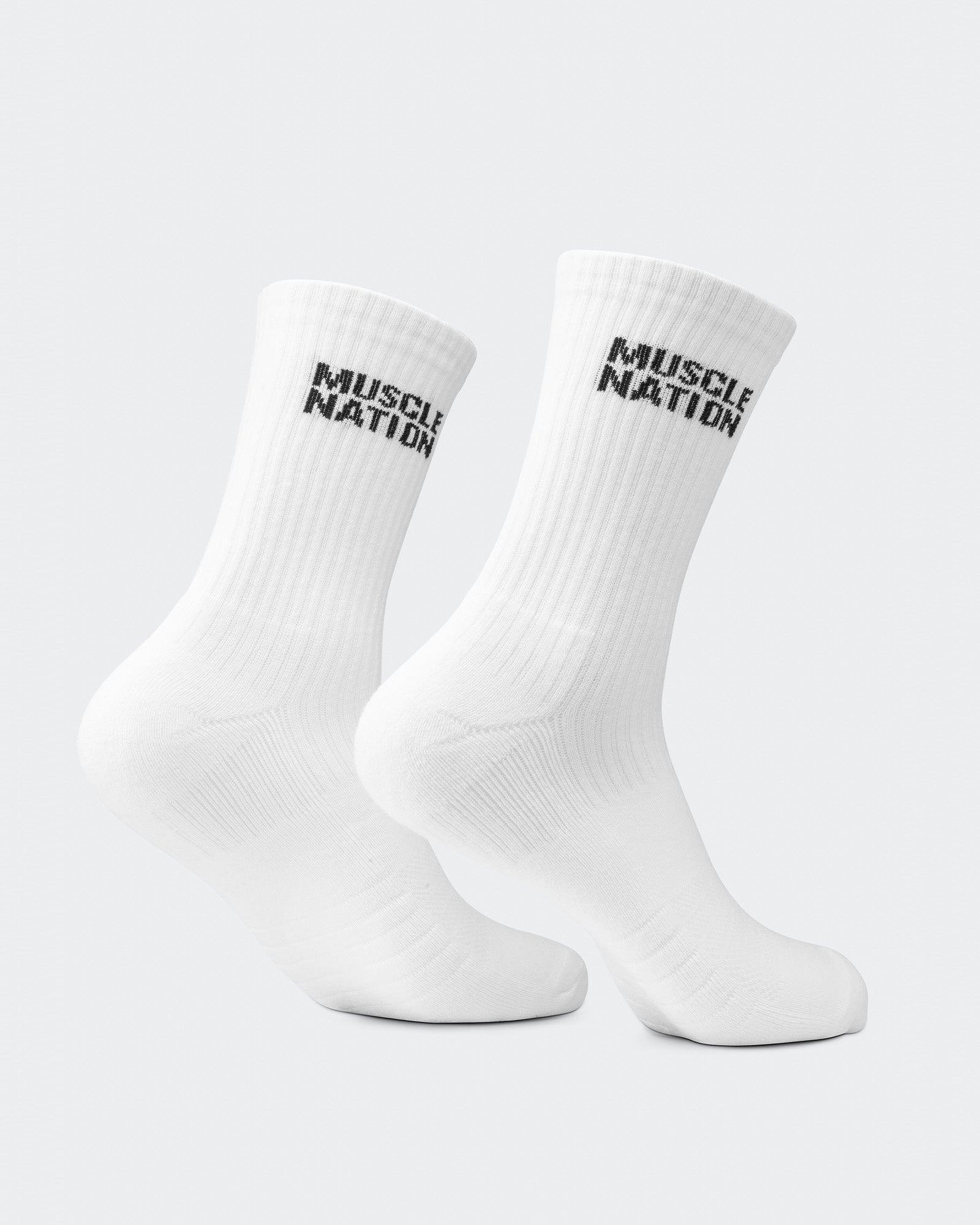 Mens Essential Crew Socks (2x Pack) - White-Socks-White-AC092311WHT-ONE-MNAPPRL26519-3-Muscle Nation