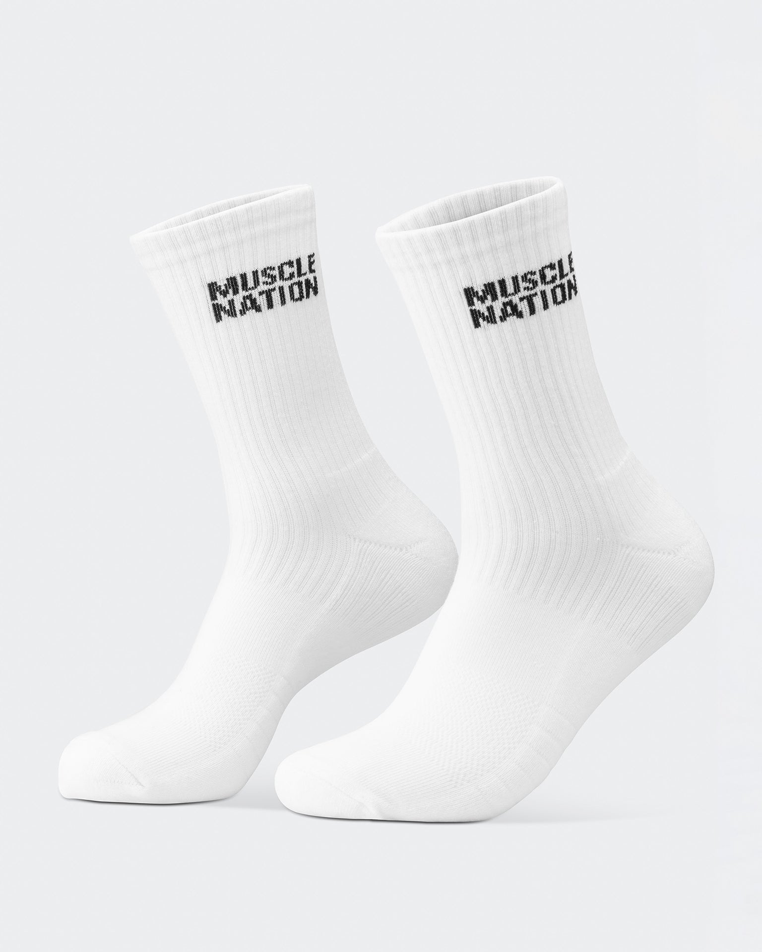 Mens Essential Crew Socks (2x Pack) - White-Socks-White-AC092311WHT-ONE-MNAPPRL26519-5-Muscle Nation