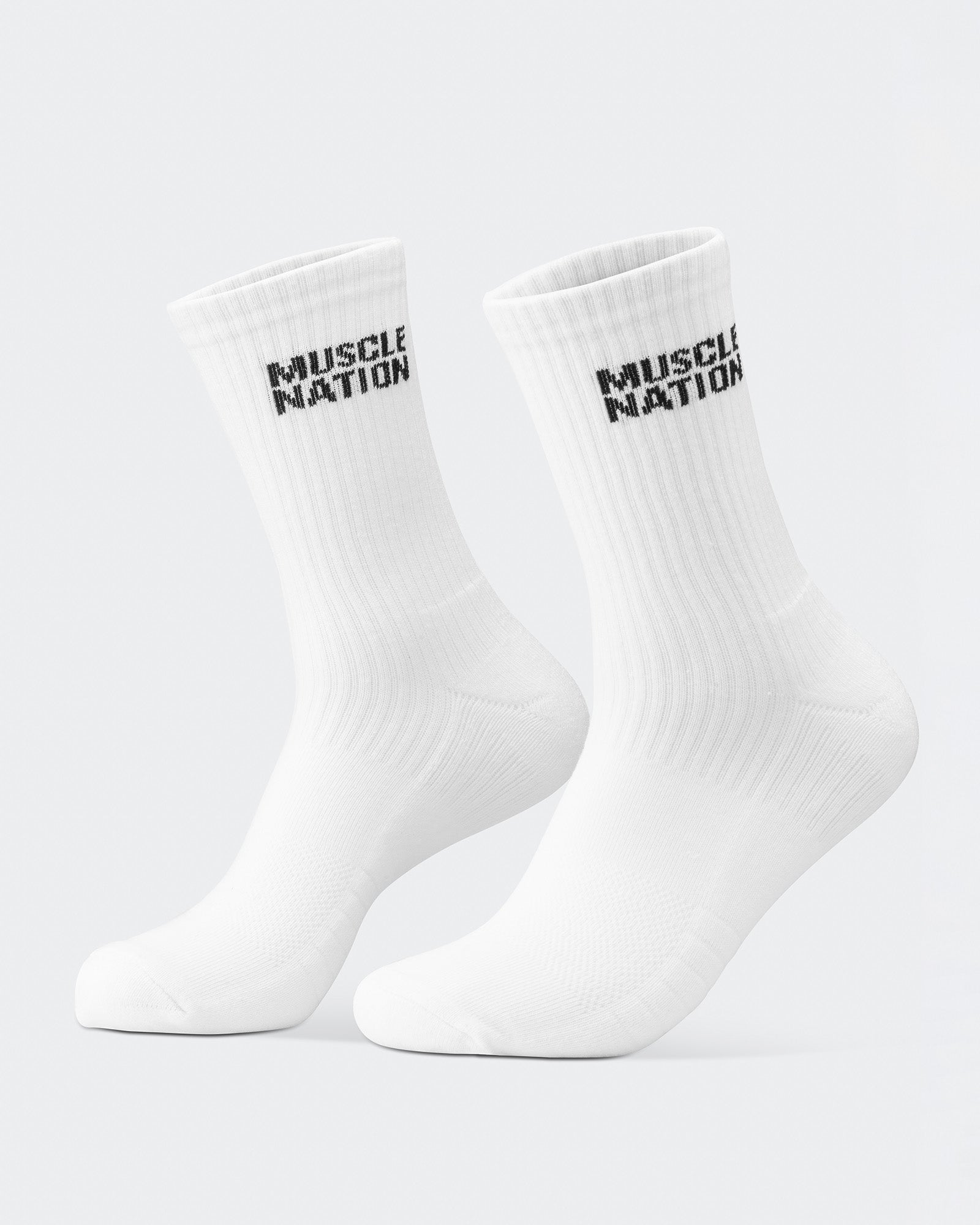 Mens Essential Crew Socks (2x Pack) - White-Socks-White-AC092311WHT-ONE-MNAPPRL26519-5-Muscle Nation