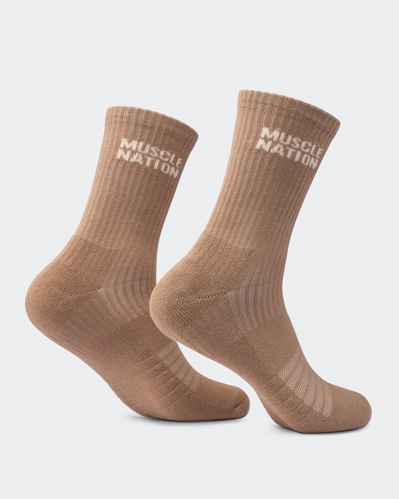 Mens Essential Crew Socks (2x Pack) - Taupe / Dew-Socks-Taupe / Dew-AC092311TAUPDEW-ONE-MNAPPRL26520-3-Muscle Nation