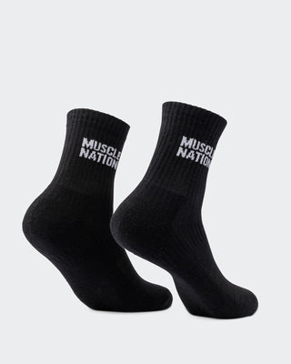 Womens Essential Crew Socks (2x Pack) - Black-Socks-Black-AC092310BLK-ONE-MNAPPRL26517-2-Muscle Nation