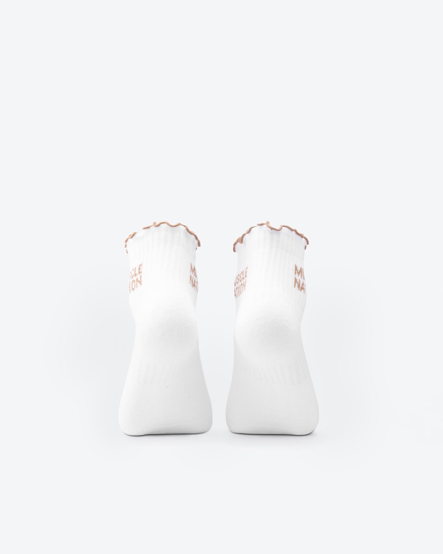 Ruffle Crew Sock - 1Pack - White / Stone-Socks-ACC1125214WHTSTN-MNAPPRL47938-4-Muscle Nation