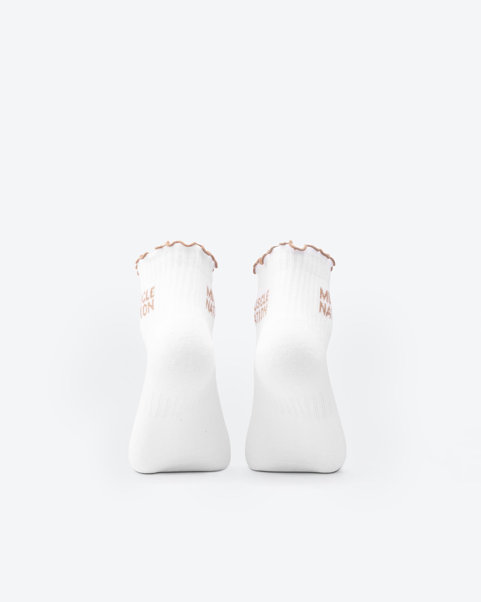 Ruffle Crew Sock - 1Pack - White / Stone-Socks-ACC1125214WHTSTN-MNAPPRL47938-4-Muscle Nation